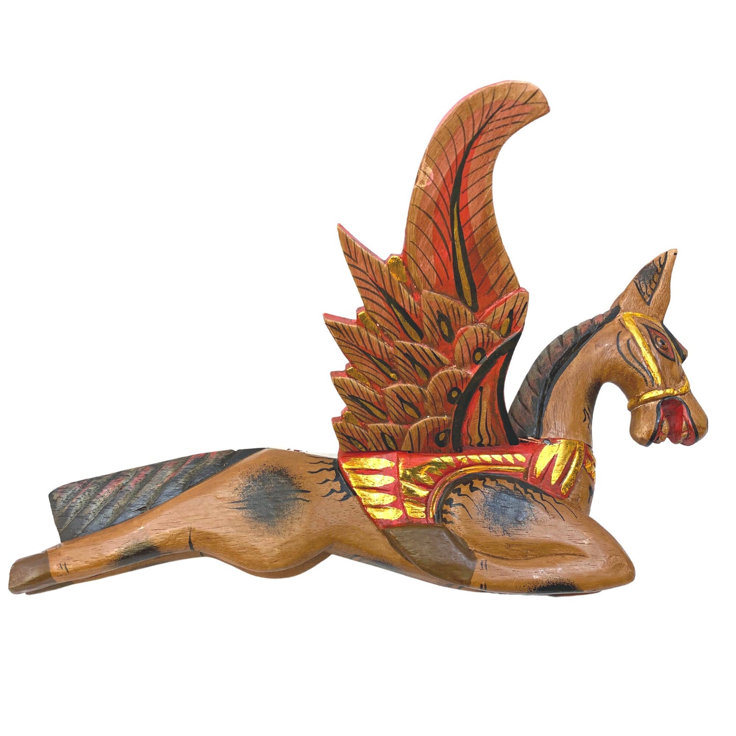 Winged Pegasus Flying Horse Mobile Crib Guardian Spiritchaser Hand Carved wood Bali Folk Art Boho Eclectic Decor