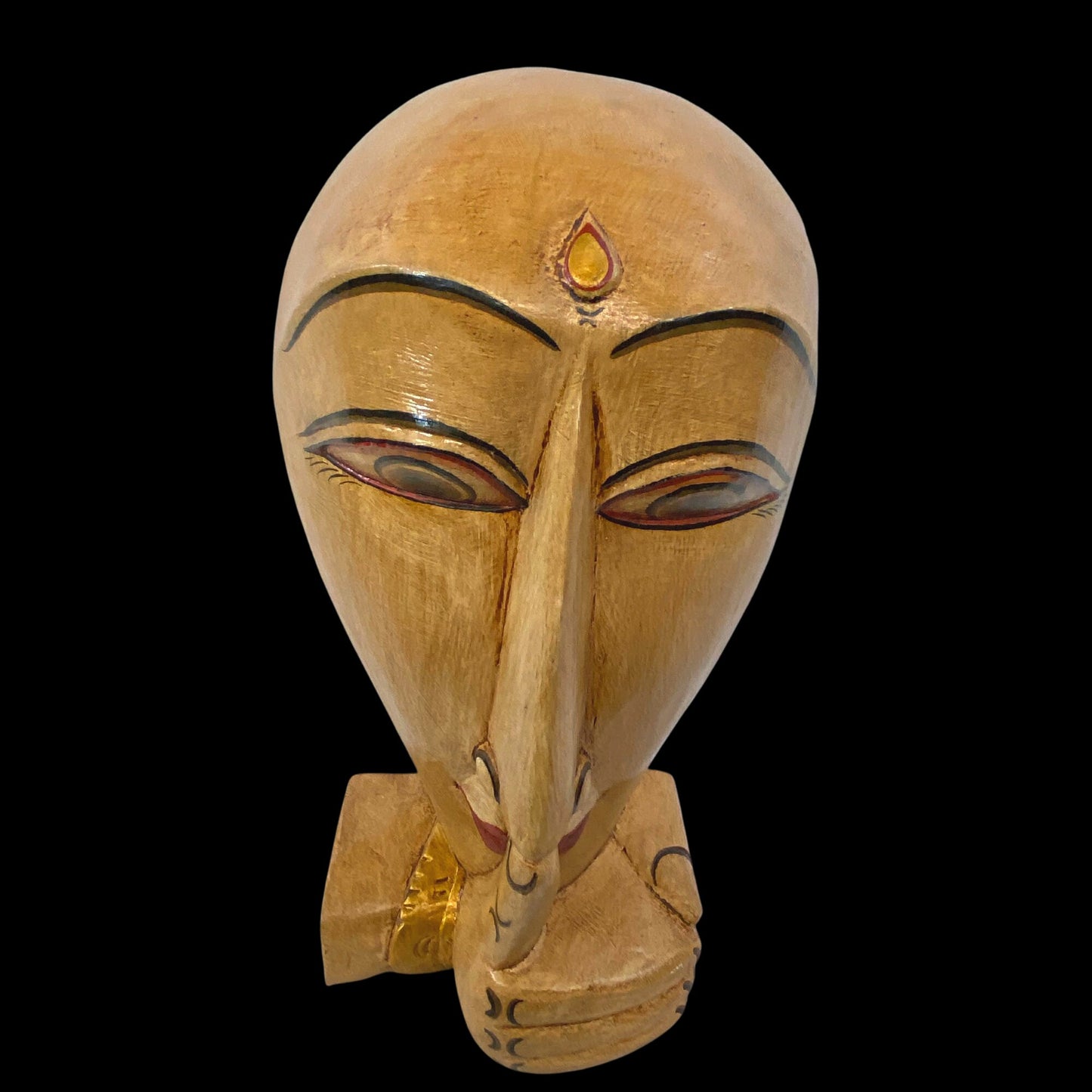 Balinese Shush Buddha Mask: Hand Carved Wood Wall Art Sculpture, Boho Decor
