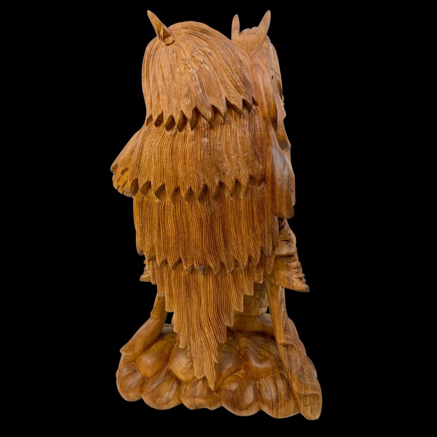 Balinese Rangda Demon Queen Sculpture, Carved Wood, Hindu Durga Goddess Statue, Bali folk art