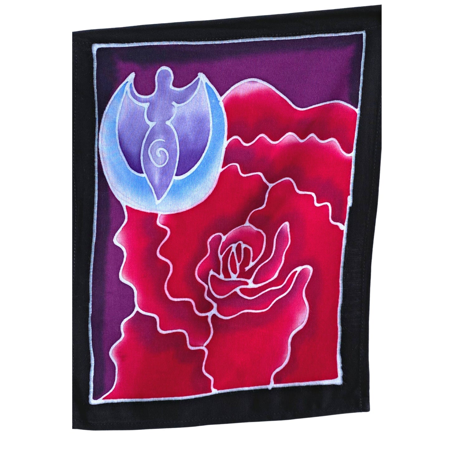 Balinese Batik Prayer Flag, Moon Goddess, Divine feminine Wall Hanging, Garden Decor