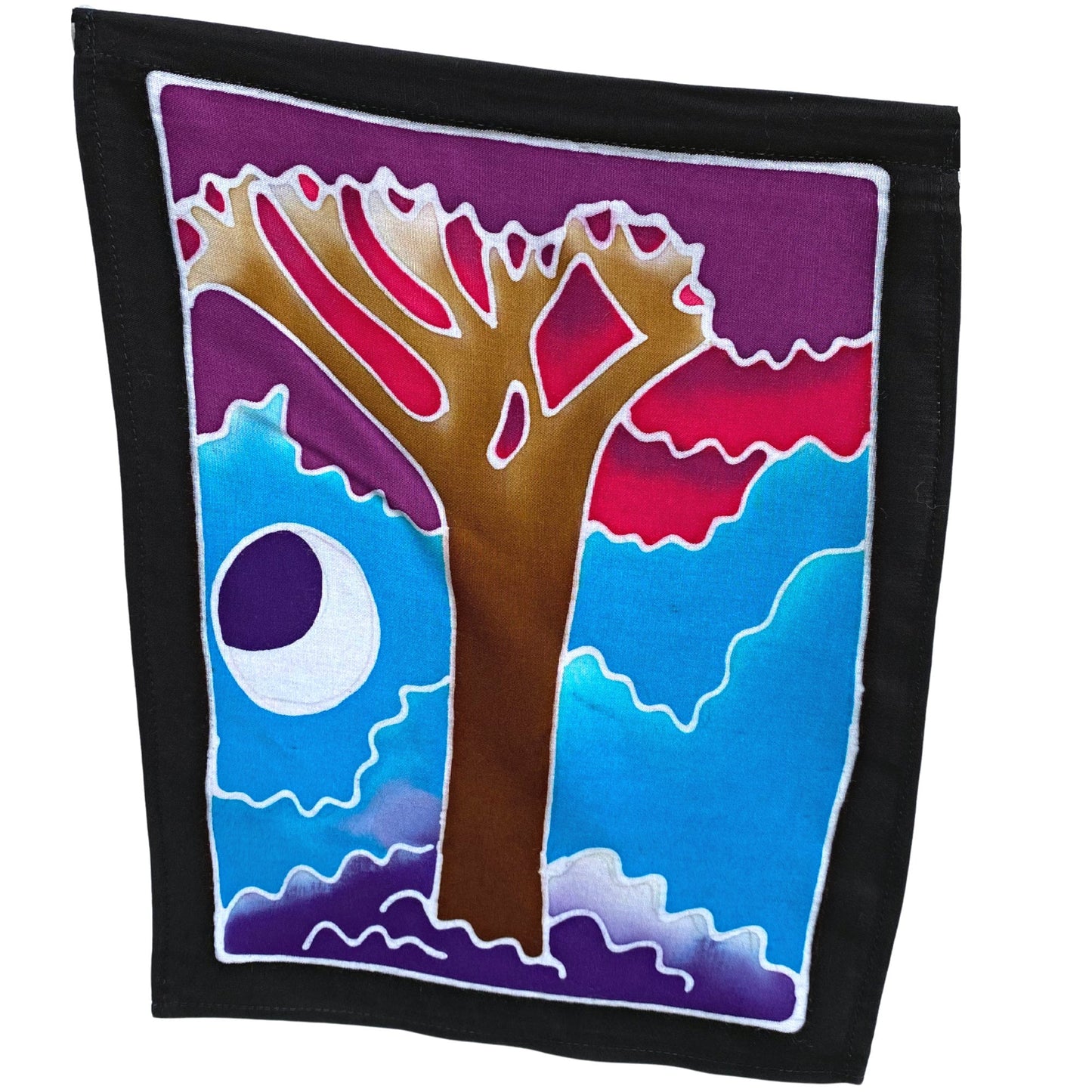 Balinese Batik Prayer Flag, Moon Goddess, Divine feminine Wall Hanging, Garden Decor