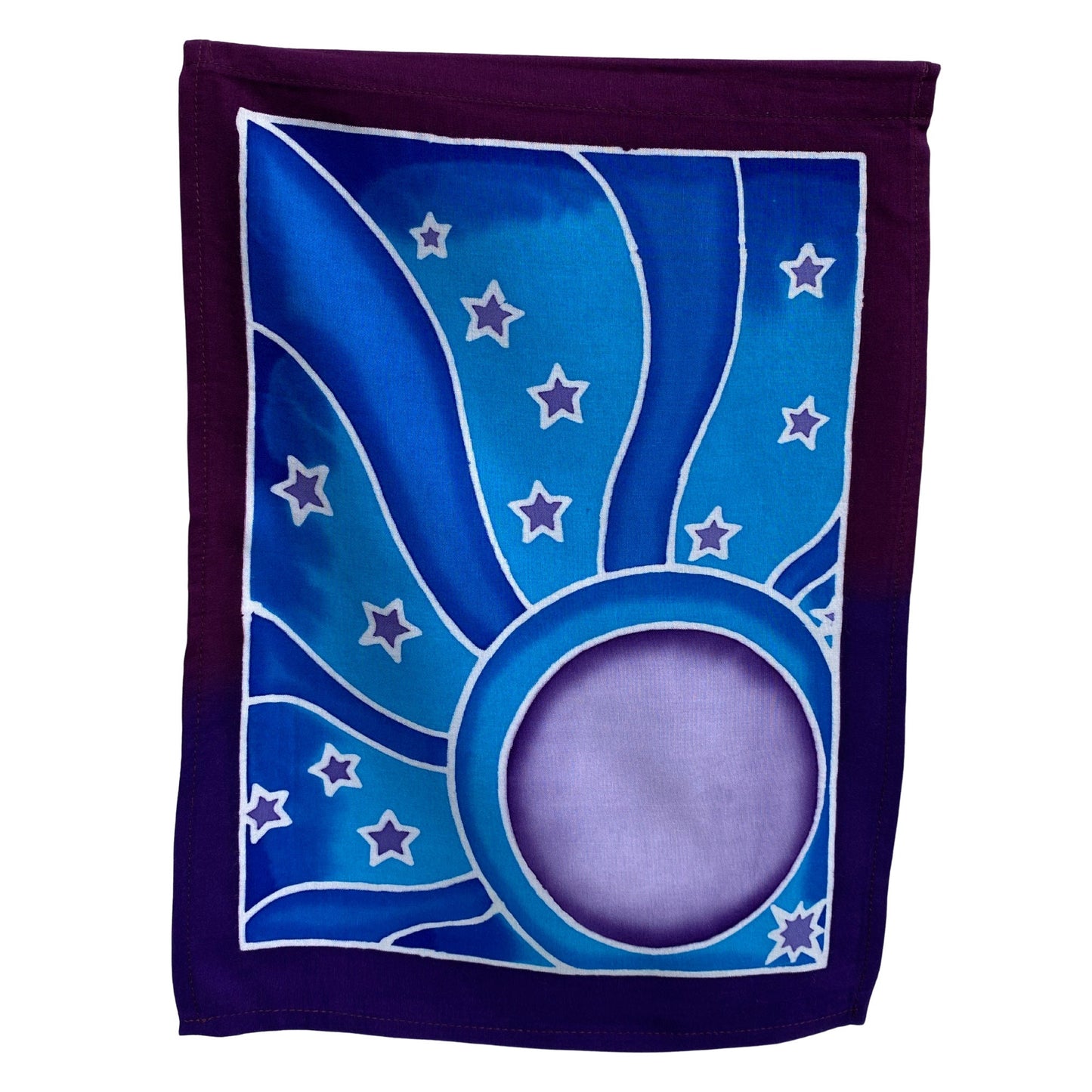 Handmade Balinese Batik Prayer Flag,  Celestial Cosmos Wall Hanging : Garden Decor