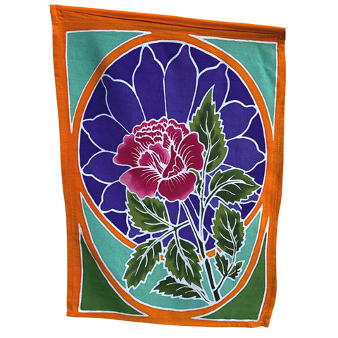 Prayer Flag Sacred Lotus Wall Hanging Banner Balinese Handmade Batik Boho Garden Art & Home  Decor