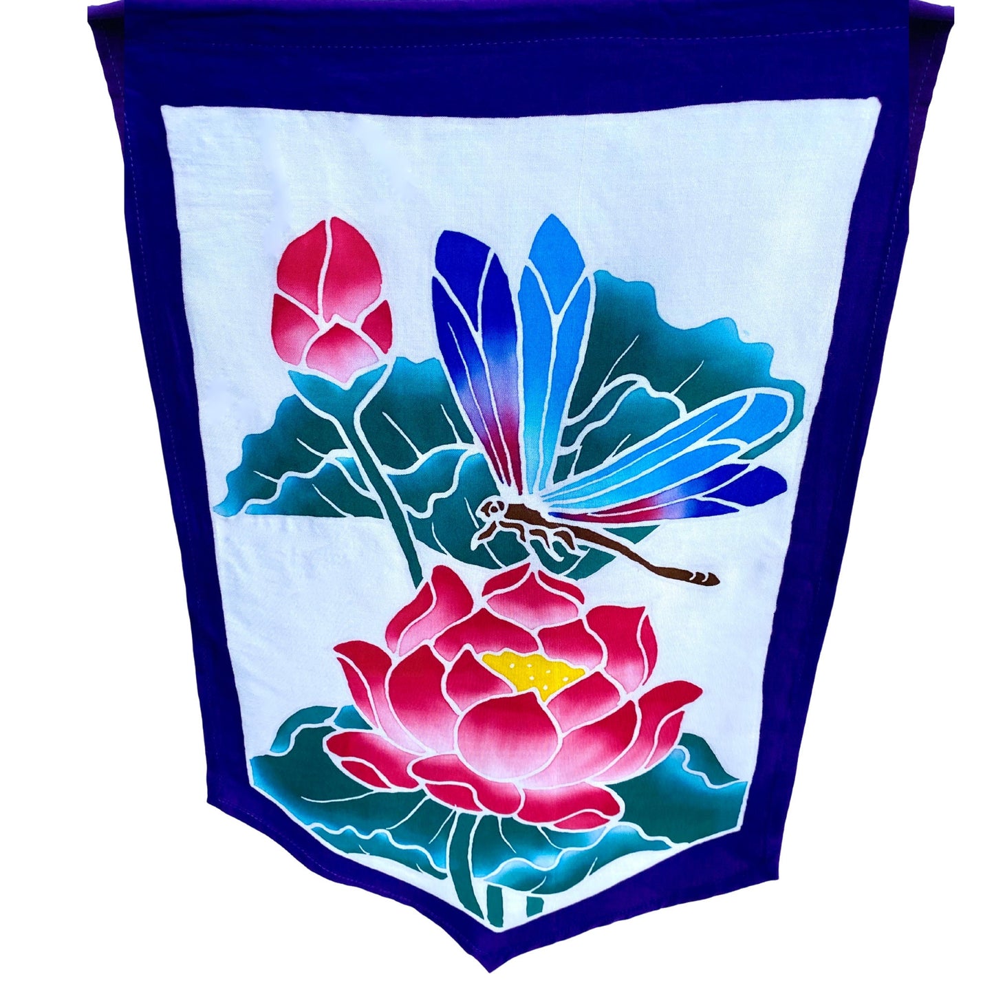 Balinese Batik Prayer Flag: Butterfly, Dragonfly & Floral Wall Hanging, Garden Art