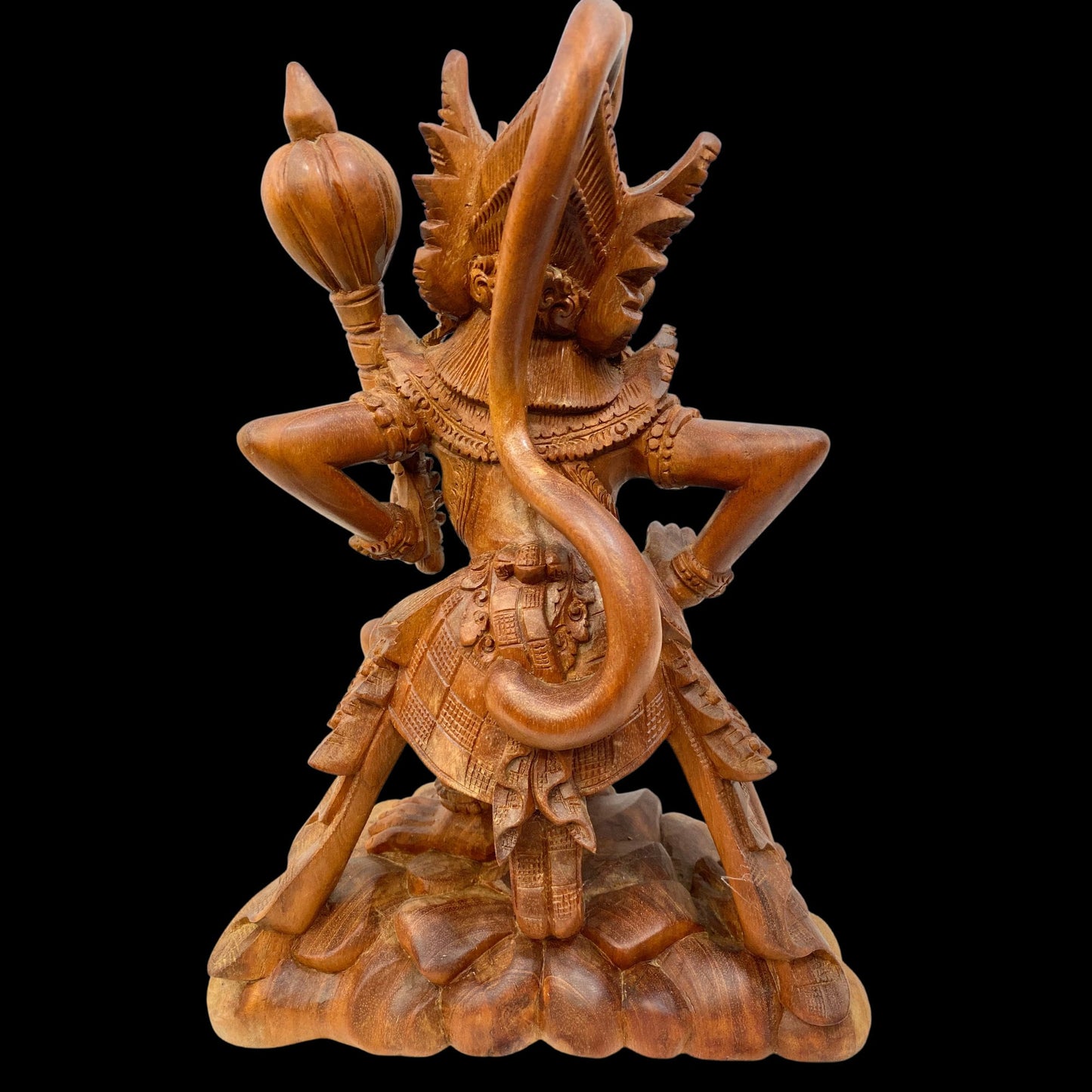Hand Carved Wood Hanuman Monkey God Sculpture- Balinese Wood Carving, Hindu Art Statue