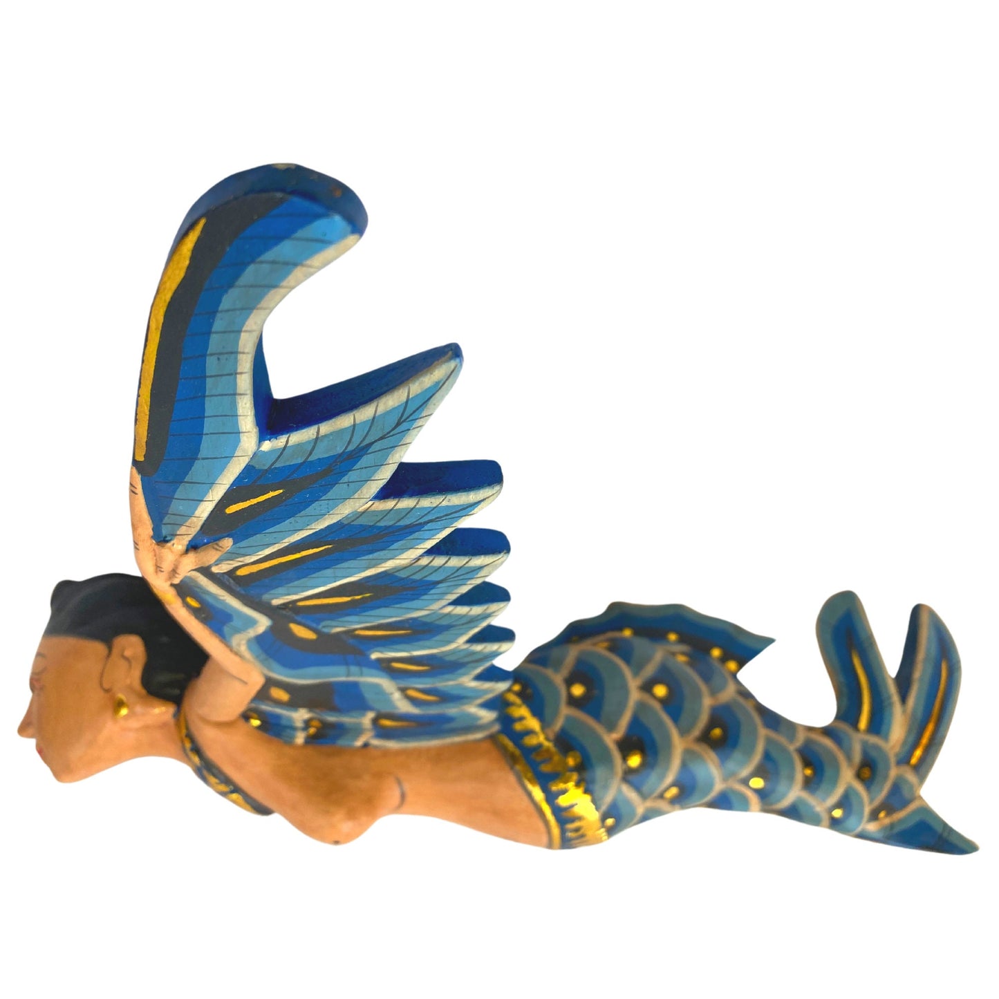 Carved,Flying Mermaid Goddess Spiritchaser Mobile: Balinese Folk Art Wood Carving, Crib Guardian