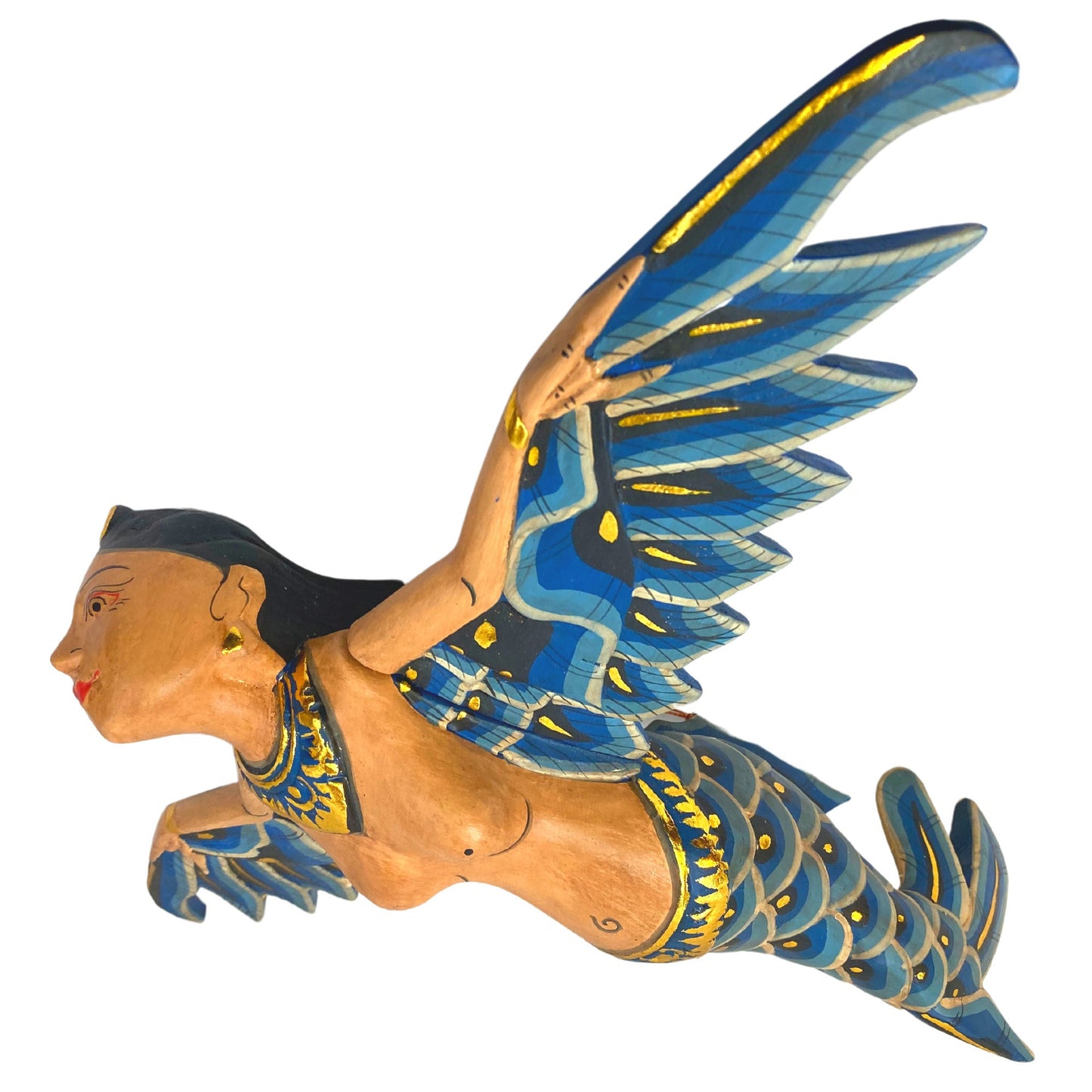 Carved,Flying Mermaid Goddess Spiritchaser Mobile: Balinese Folk Art Wood Carving, Crib Guardian