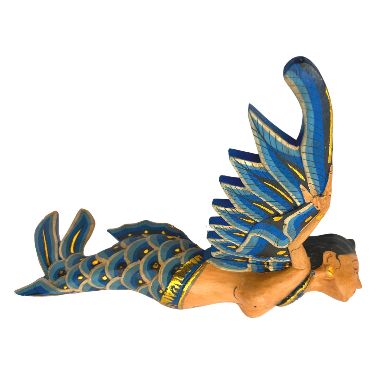 Carved,Flying Mermaid Goddess Spiritchaser Mobile: Balinese Folk Art Wood Carving, Crib Guardian