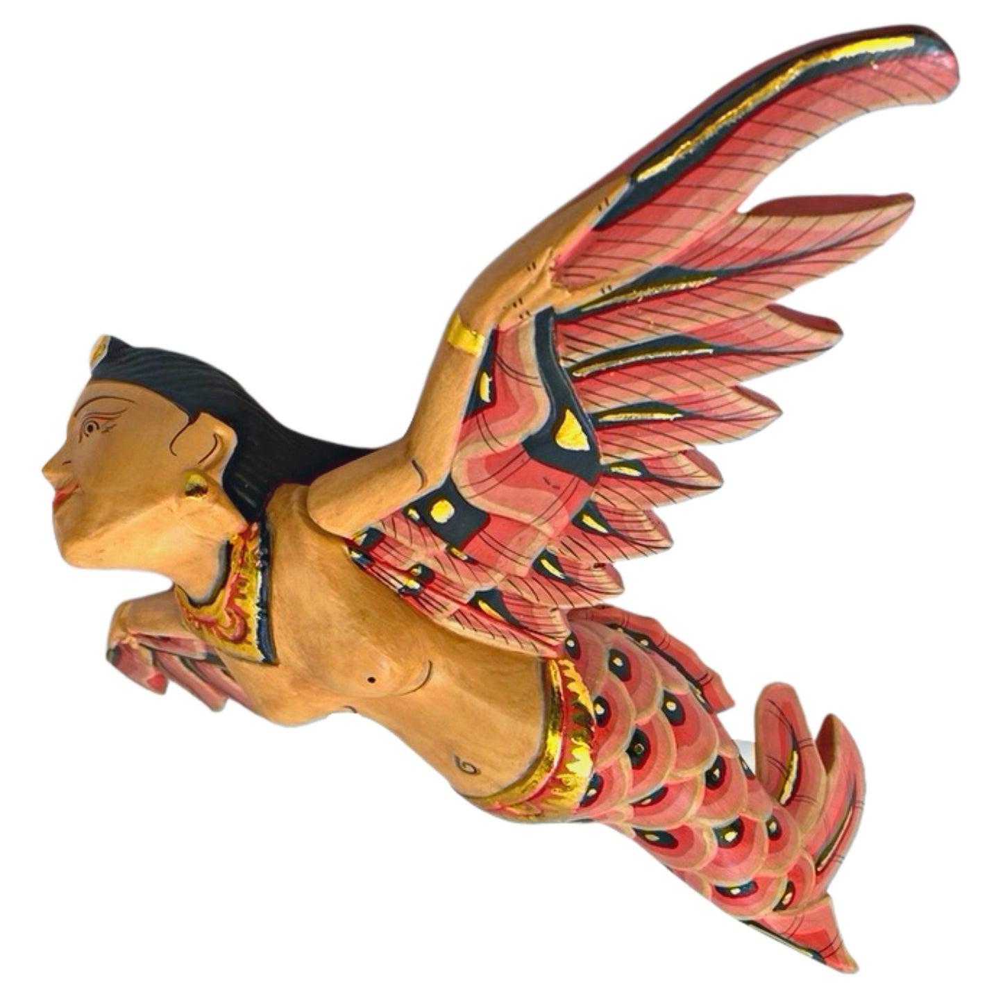 Hand Carved Balinese Flying Mermaid Goddess Spirit chaser Mobile: Bali Folk Art Wood Carving