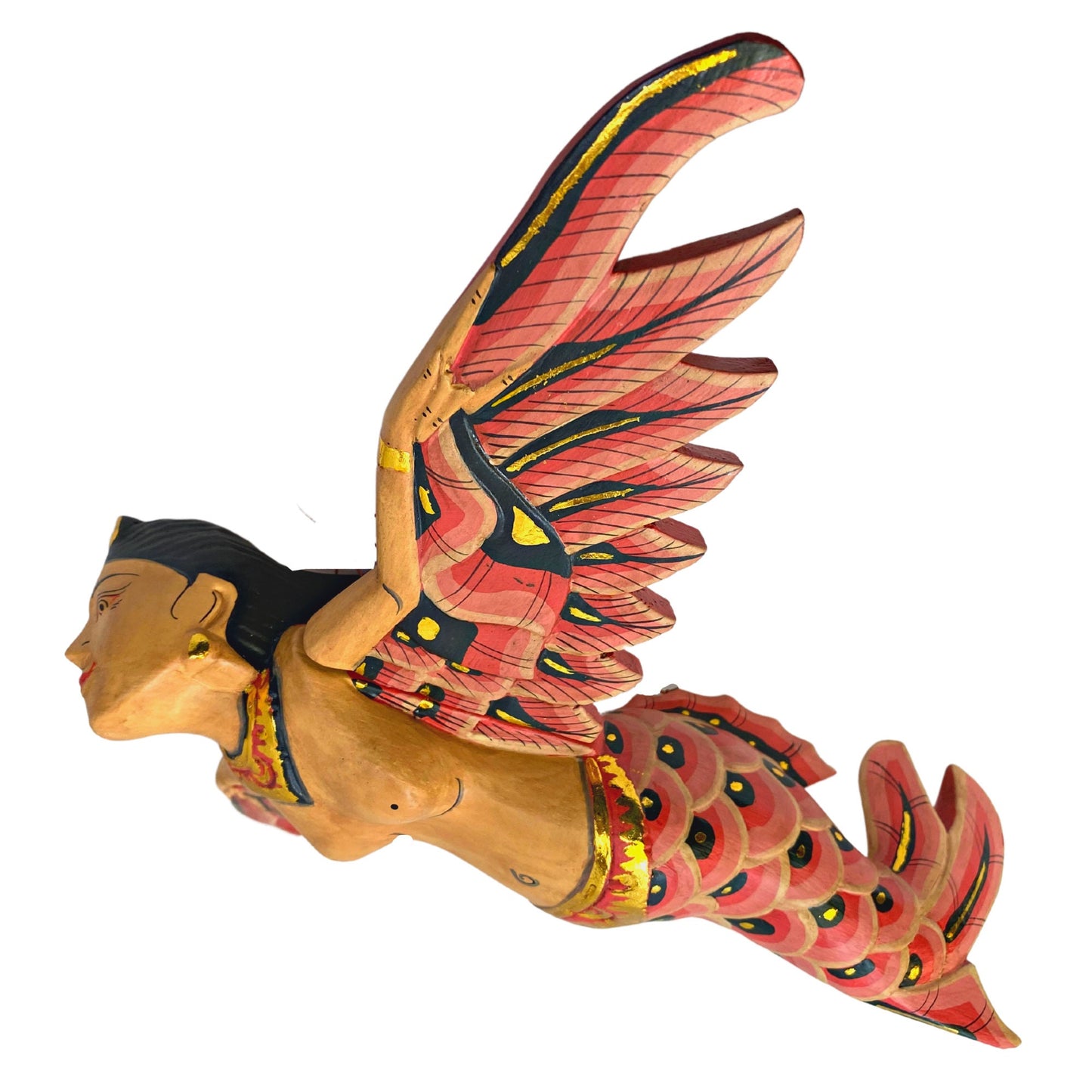Hand Carved Balinese Flying Mermaid Goddess Spirit chaser Mobile: Bali Folk Art Wood Carving