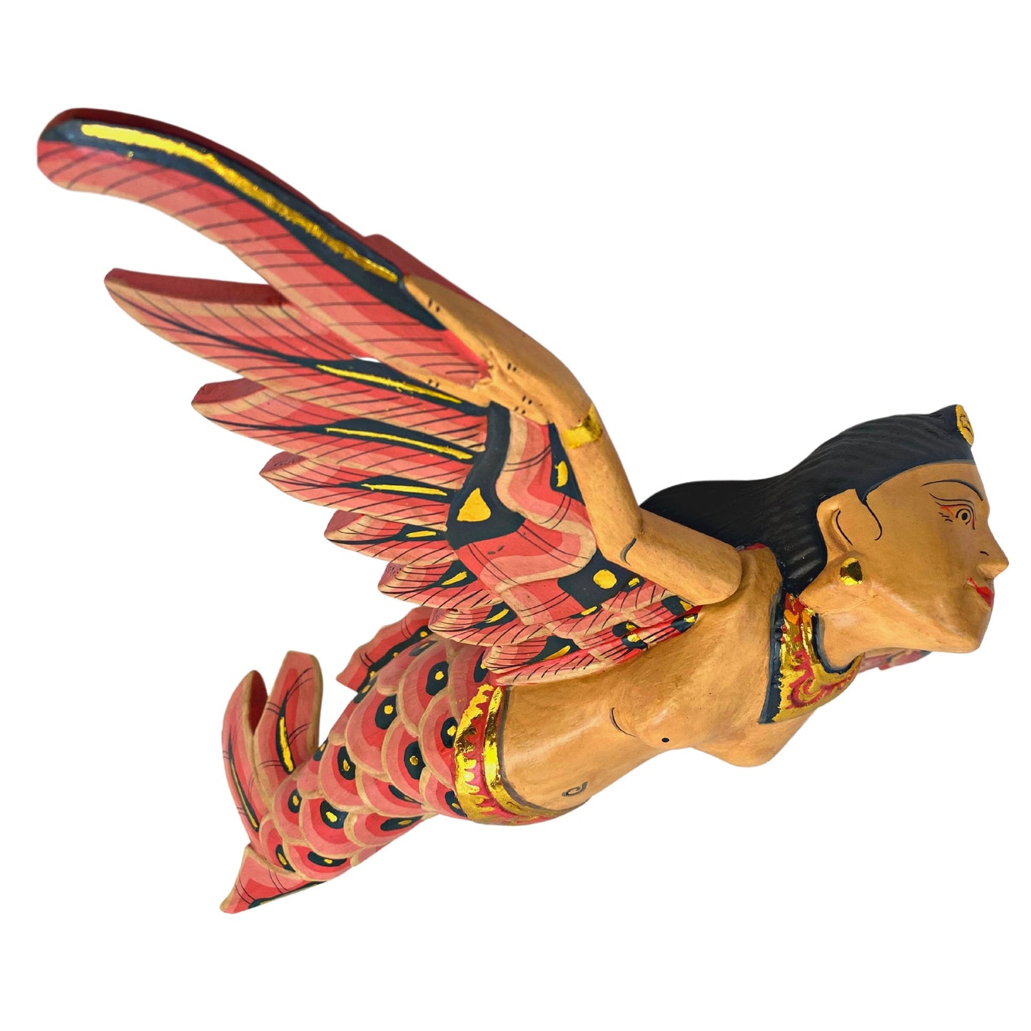 Hand Carved Balinese Flying Mermaid Goddess Spirit chaser Mobile: Bali Folk Art Wood Carving