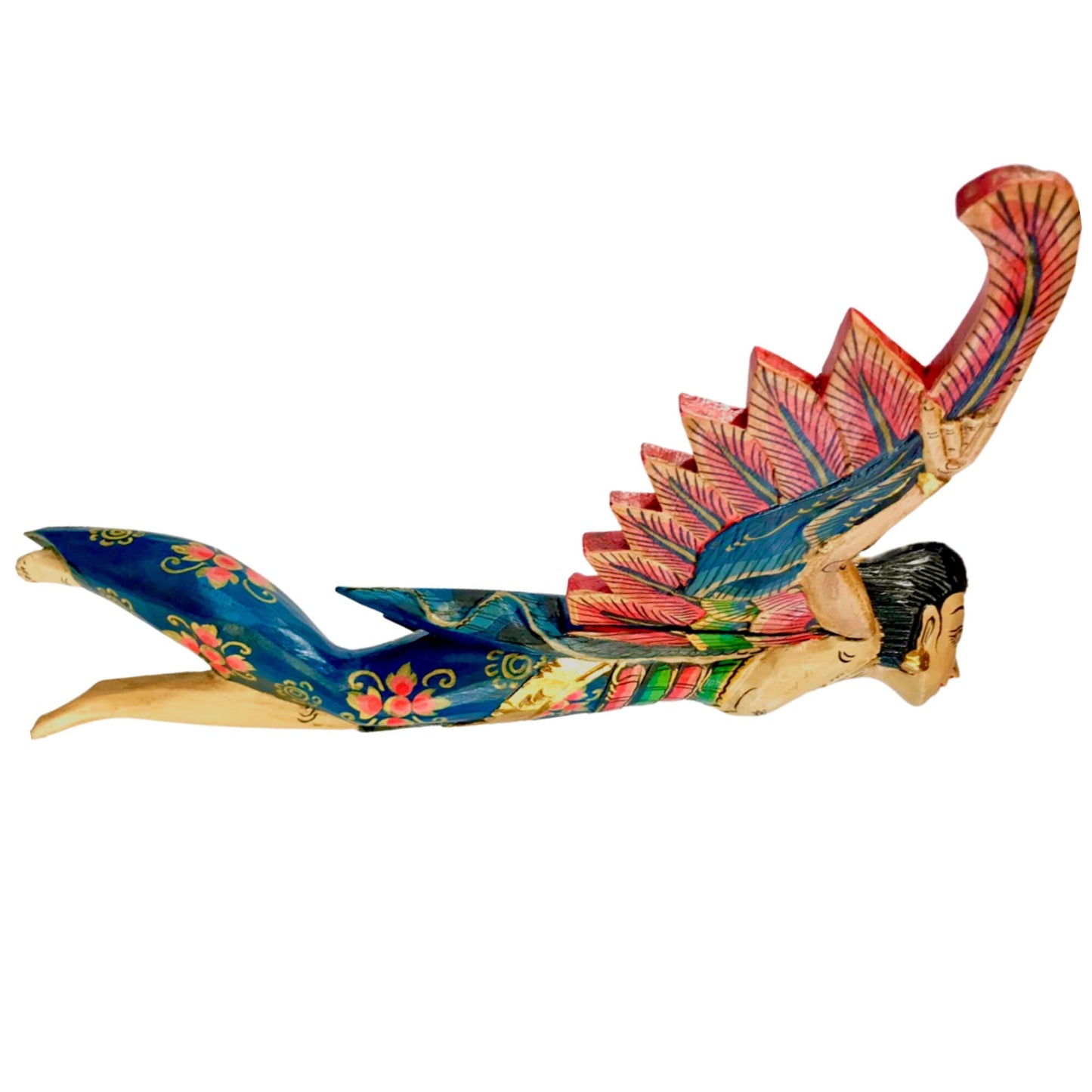 Winged Dewi Sri Spiritchaser Mobile: Balinese Hand Carved Wood Fertility Goddess