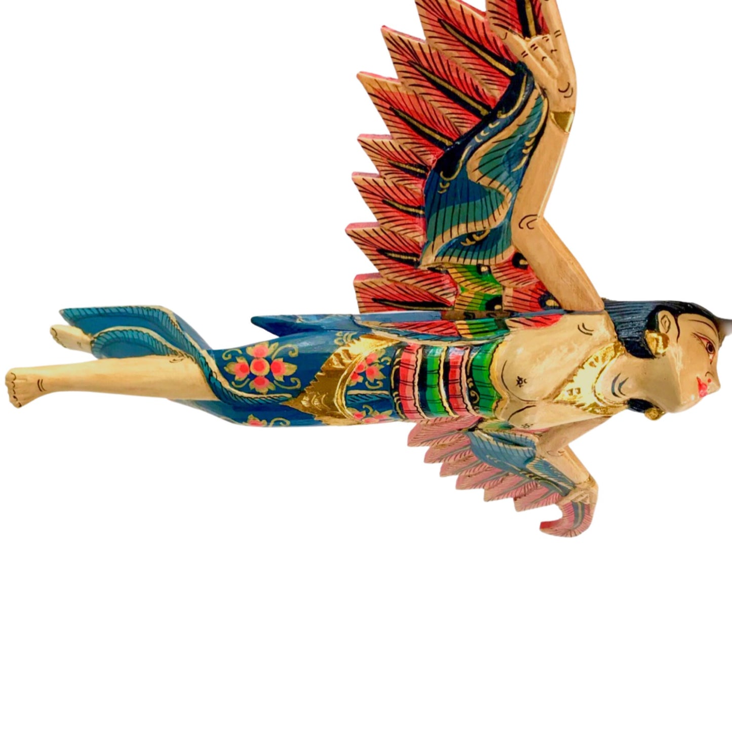 Winged Dewi Sri Spiritchaser Mobile: Balinese Hand Carved Wood Fertility Goddess