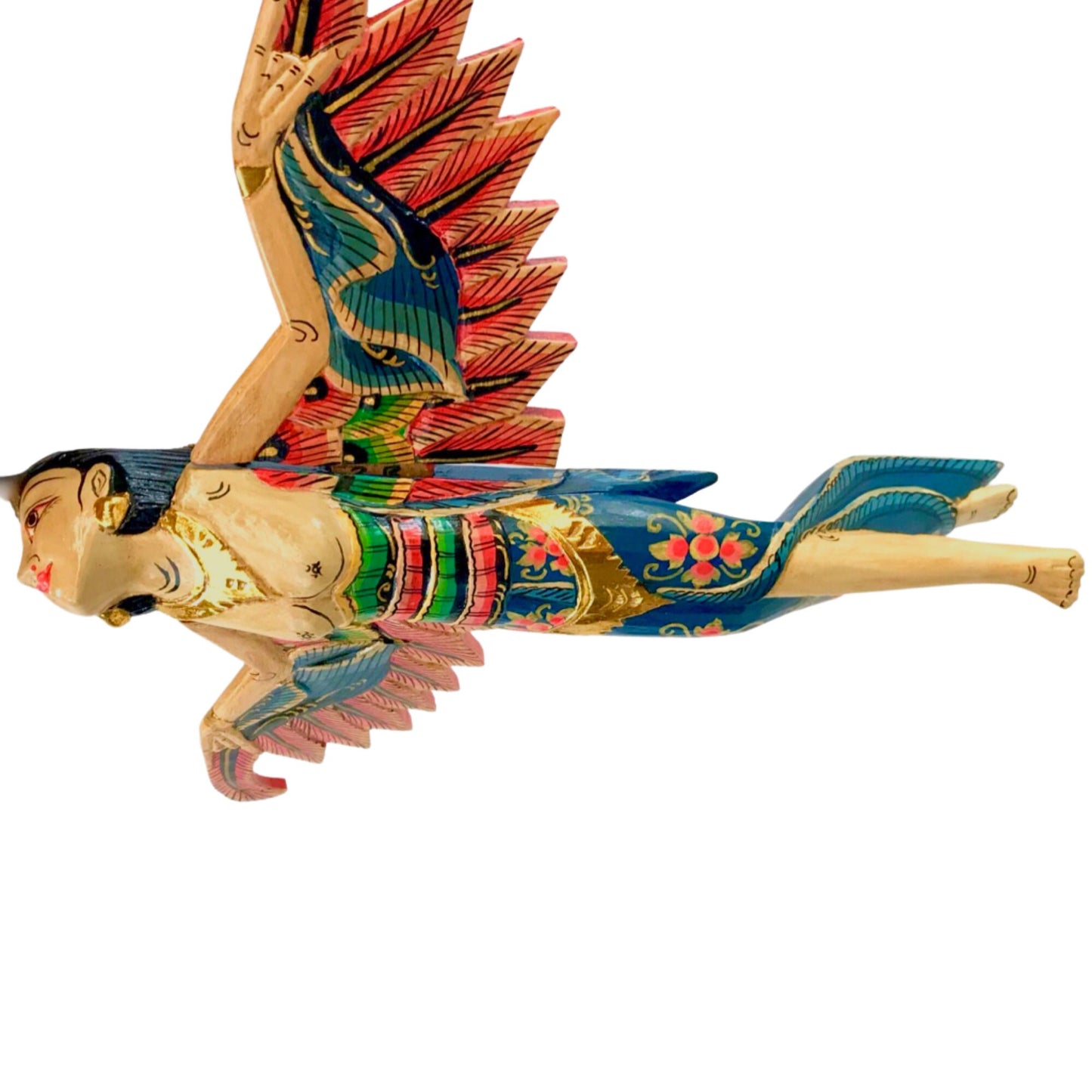 Winged Dewi Sri Spiritchaser Mobile: Balinese Hand Carved Wood Fertility Goddess