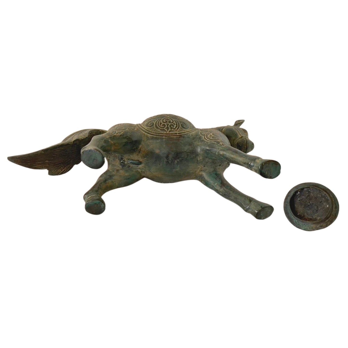 Tribal Horse Betel Nut Lime Medicine Container stash Box Vintage Sumatran Verdigris Patina Bronze Indonesian Folk Art