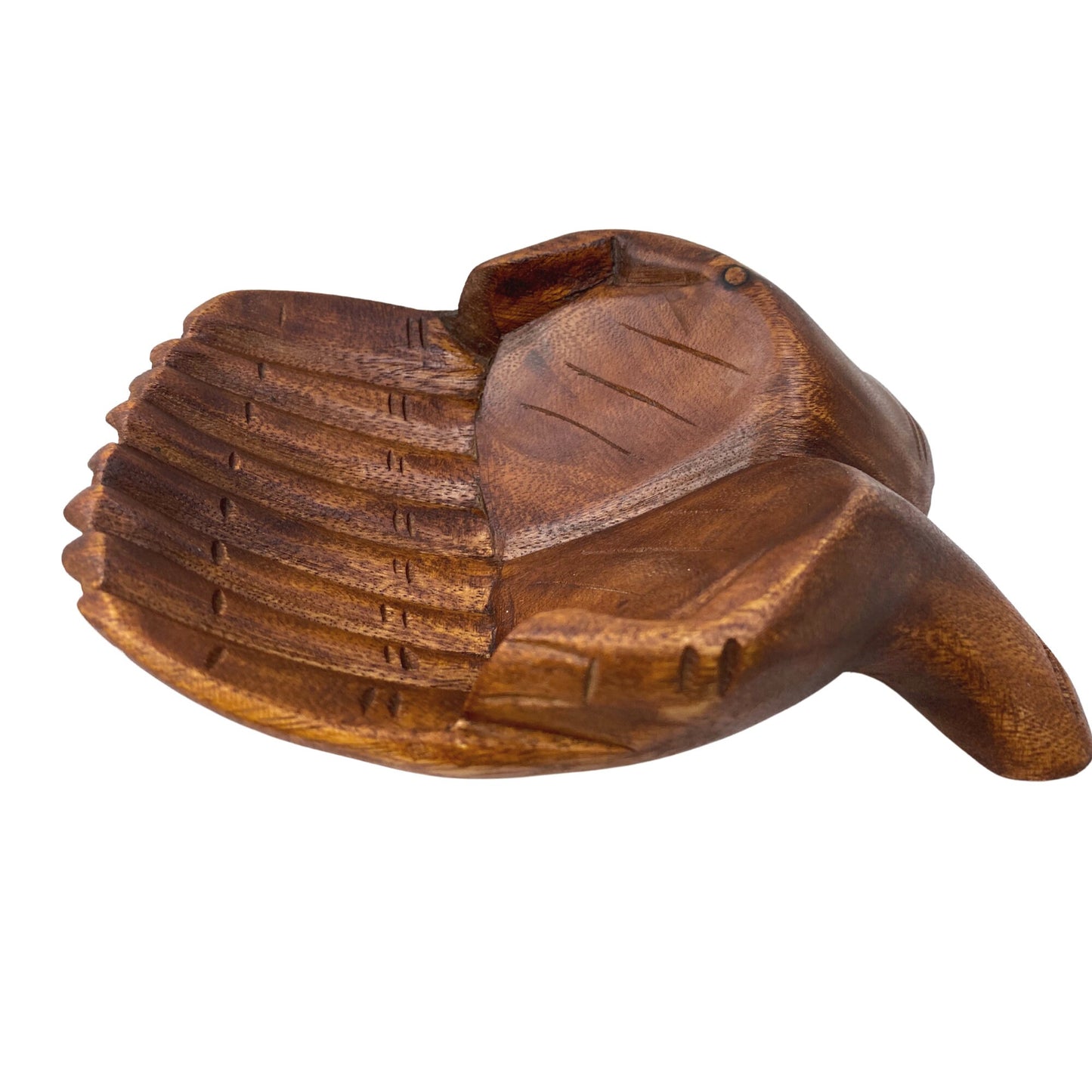 Buddha Mudra Hands Bowl: Hand Carved Wood Jewelry Dish, Bali Art