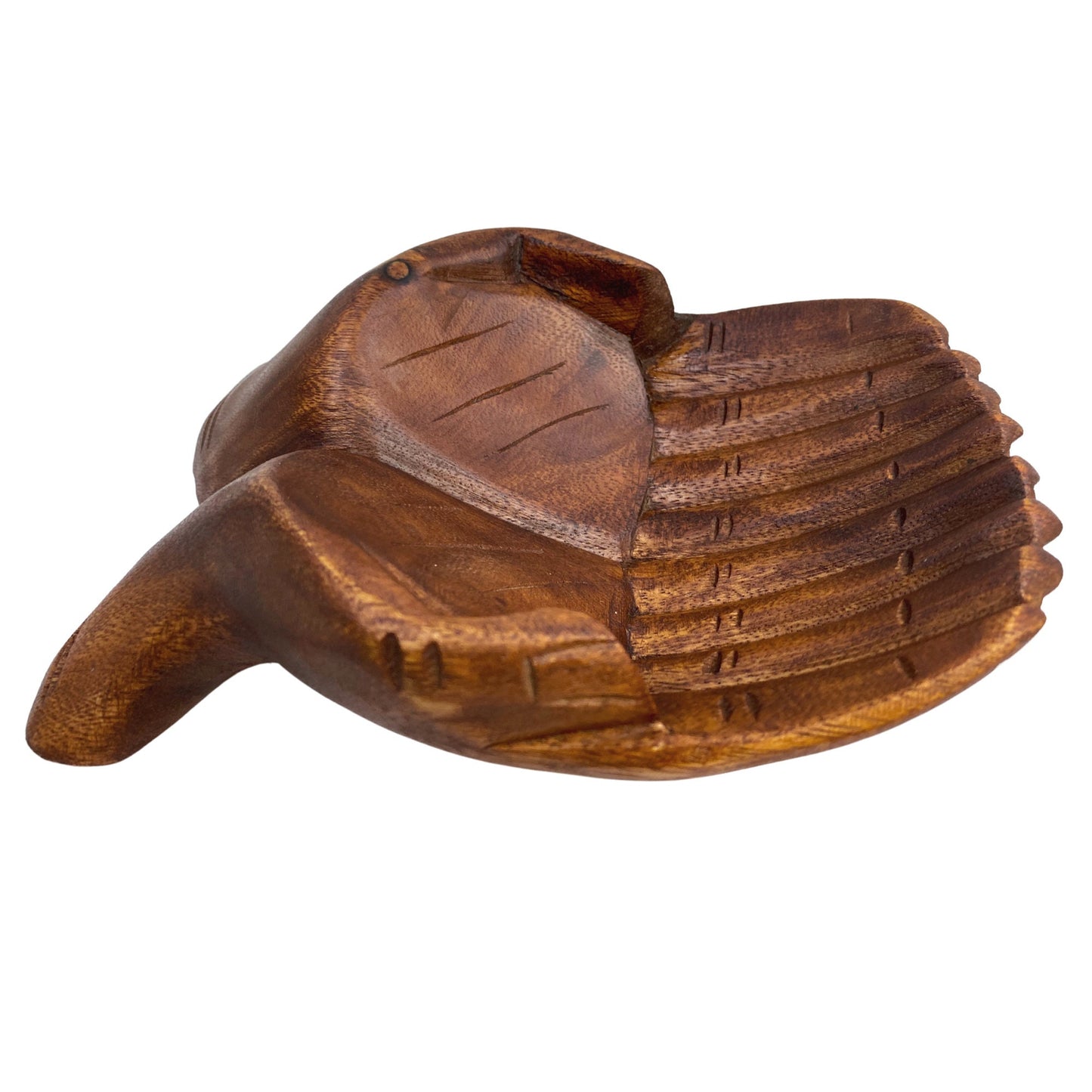 Buddha Mudra Hands Bowl: Hand Carved Wood Jewelry Dish, Bali Art
