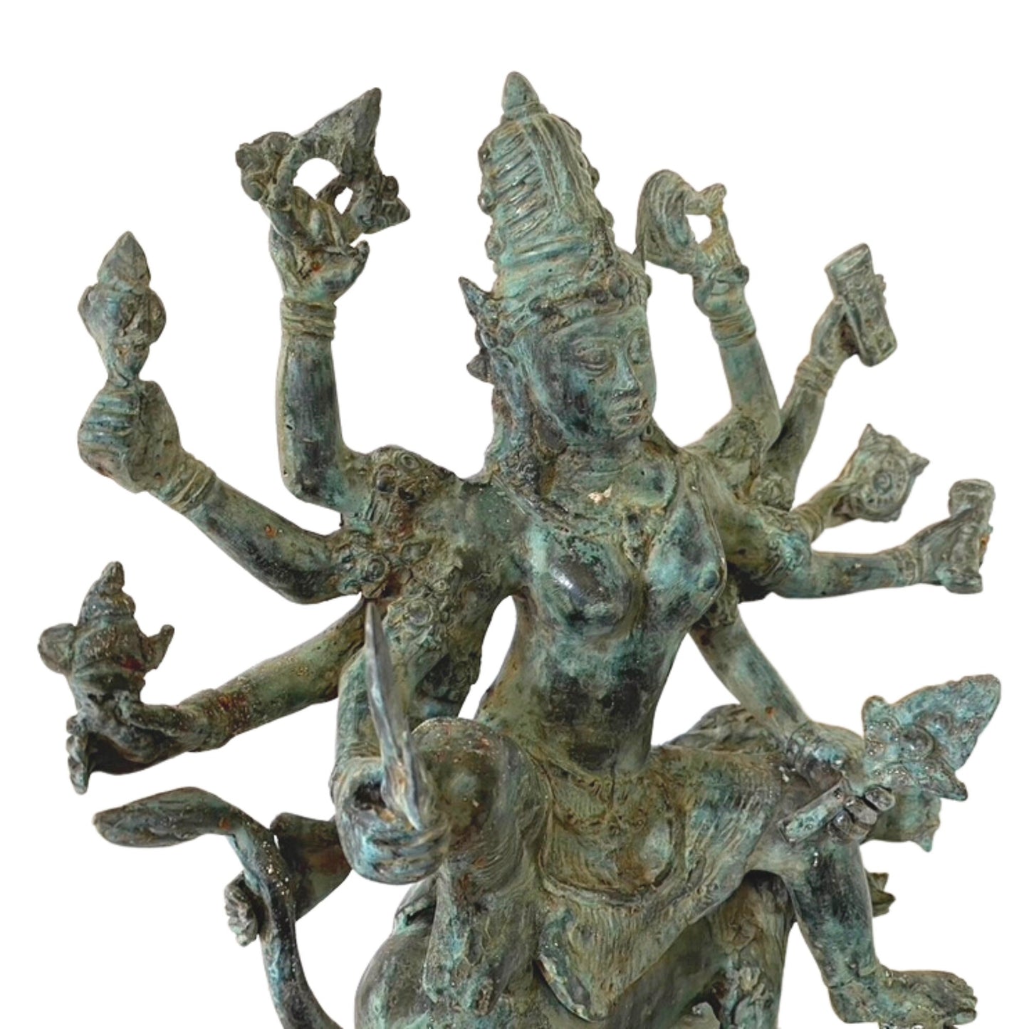 Devi Durga Shakti Sculpture Warrior Hindu Mother Goddess Mahadevi Mounted Upon Lion Statue Cast Bronze Sculpture Bali Art Shaktism Tantra