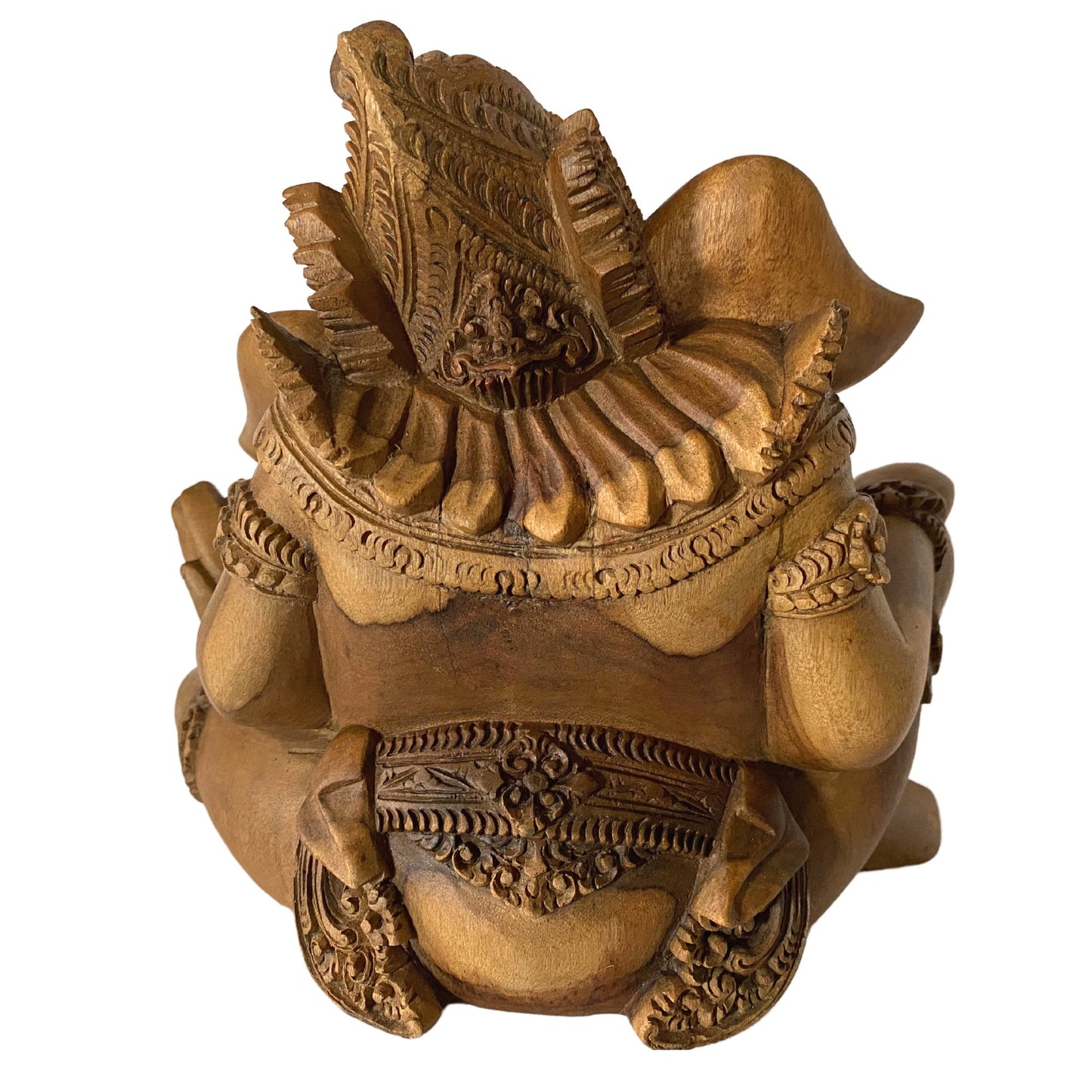 Ganapati Ganesha Wood Carving Statue: Balinese Art Hand Carved Sculpture, Remover of Obstacles