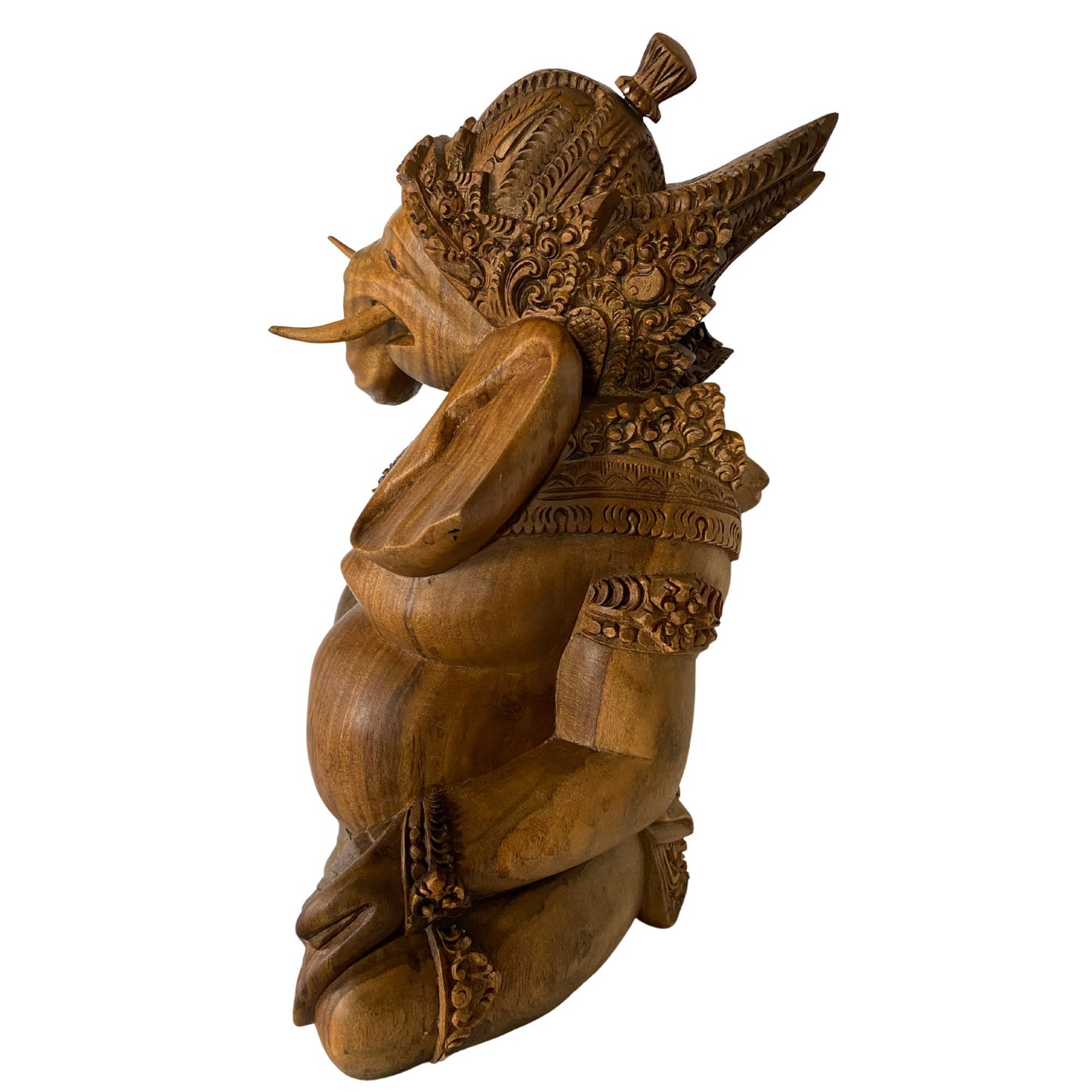 Hand Carved Ganesha Statue: Balinese Wood Sculpture, Remover of Obstacles, Hindu Art