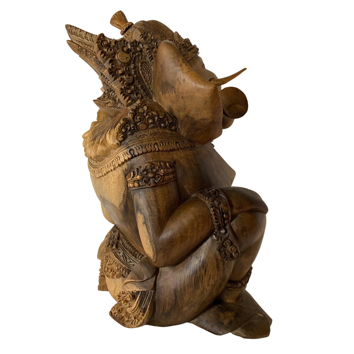 Hand Carved Ganesha Statue: Balinese Wood Sculpture, Remover of Obstacles, Hindu Art