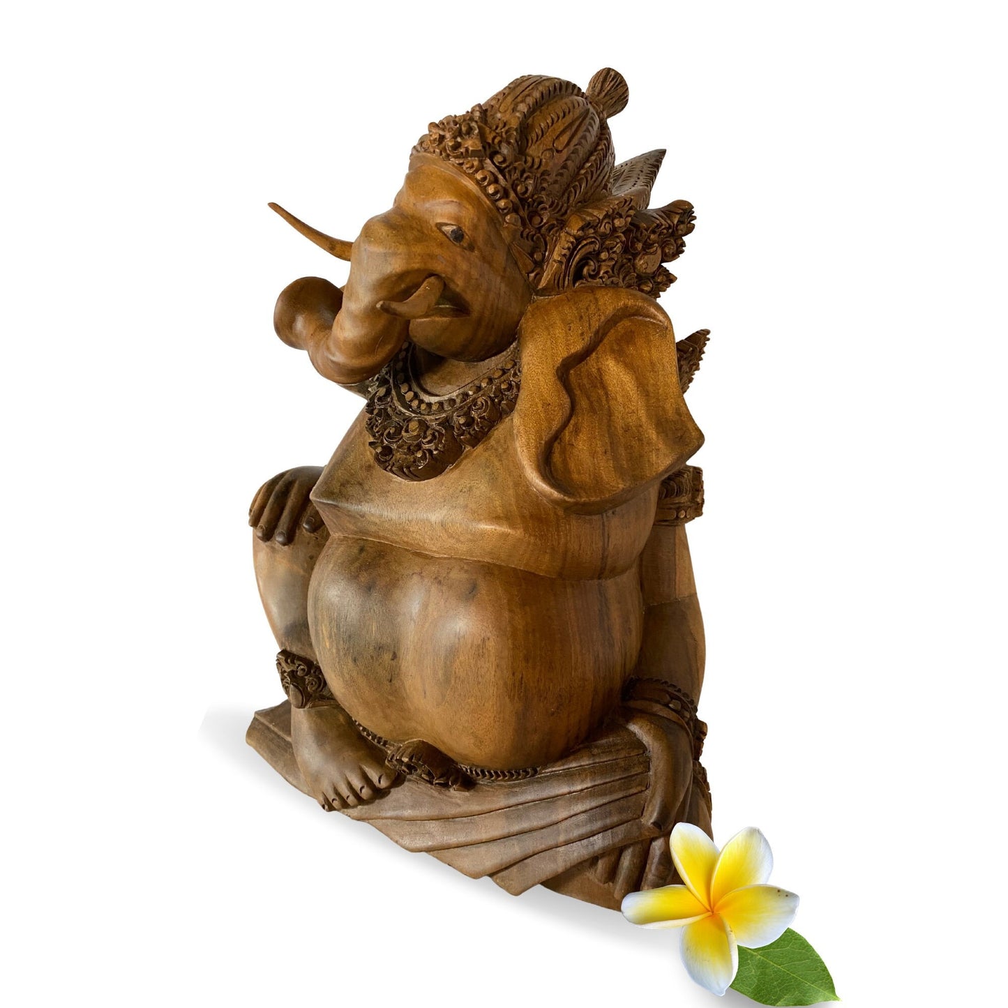 Hand Carved Ganesha Statue: Balinese Wood Sculpture, Remover of Obstacles, Hindu Art