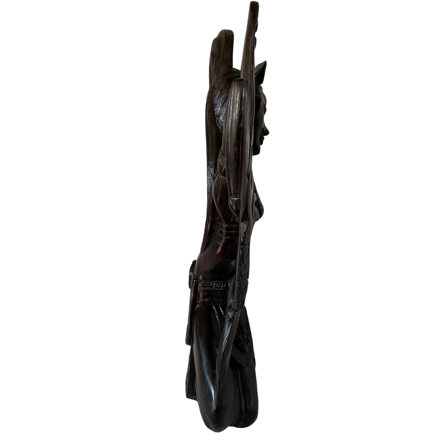 Vintage Balinese Wood Carving Legong Cendrawasih Dancer Sculpture Hand Carved Sono Wood Statue Bali Art Deco ooak
