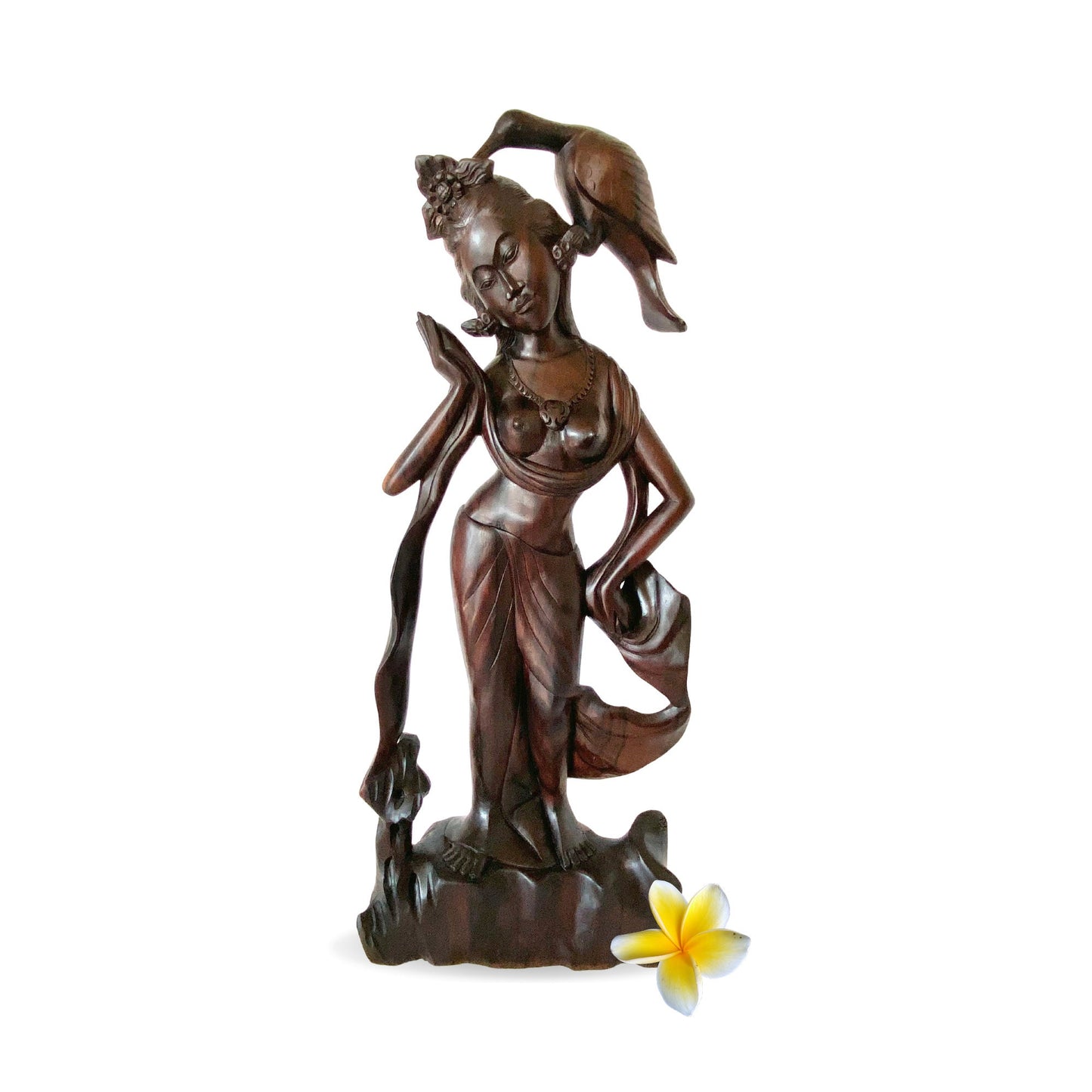 Balinese Dewi Sri Bawang Sono Wood Carving Sculpture : Vintage Goddess Bali Art Statue