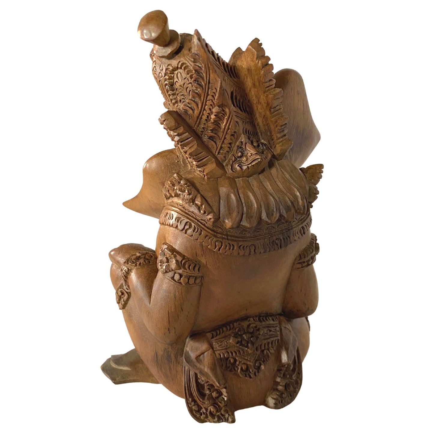 Ganapati Ganesha Statue Remover of Obstacles Elephant God Hand Carved Abstract Wood Carving Sculpture Balinese Mas Ubud Bali Hindu Art