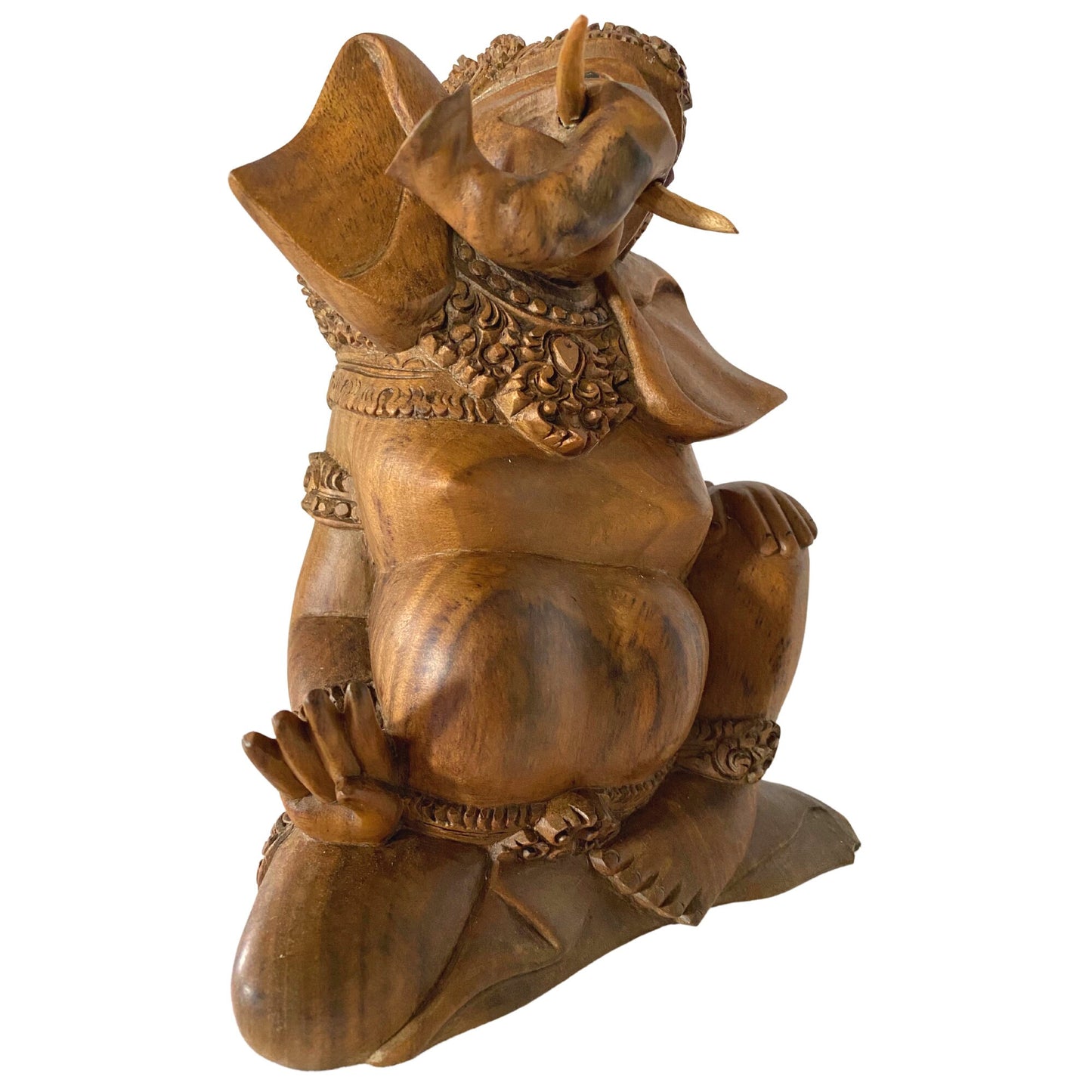 Ganapati Ganesha Statue Remover of Obstacles Elephant God Hand Carved Abstract Wood Carving Sculpture Balinese Mas Ubud Bali Hindu Art