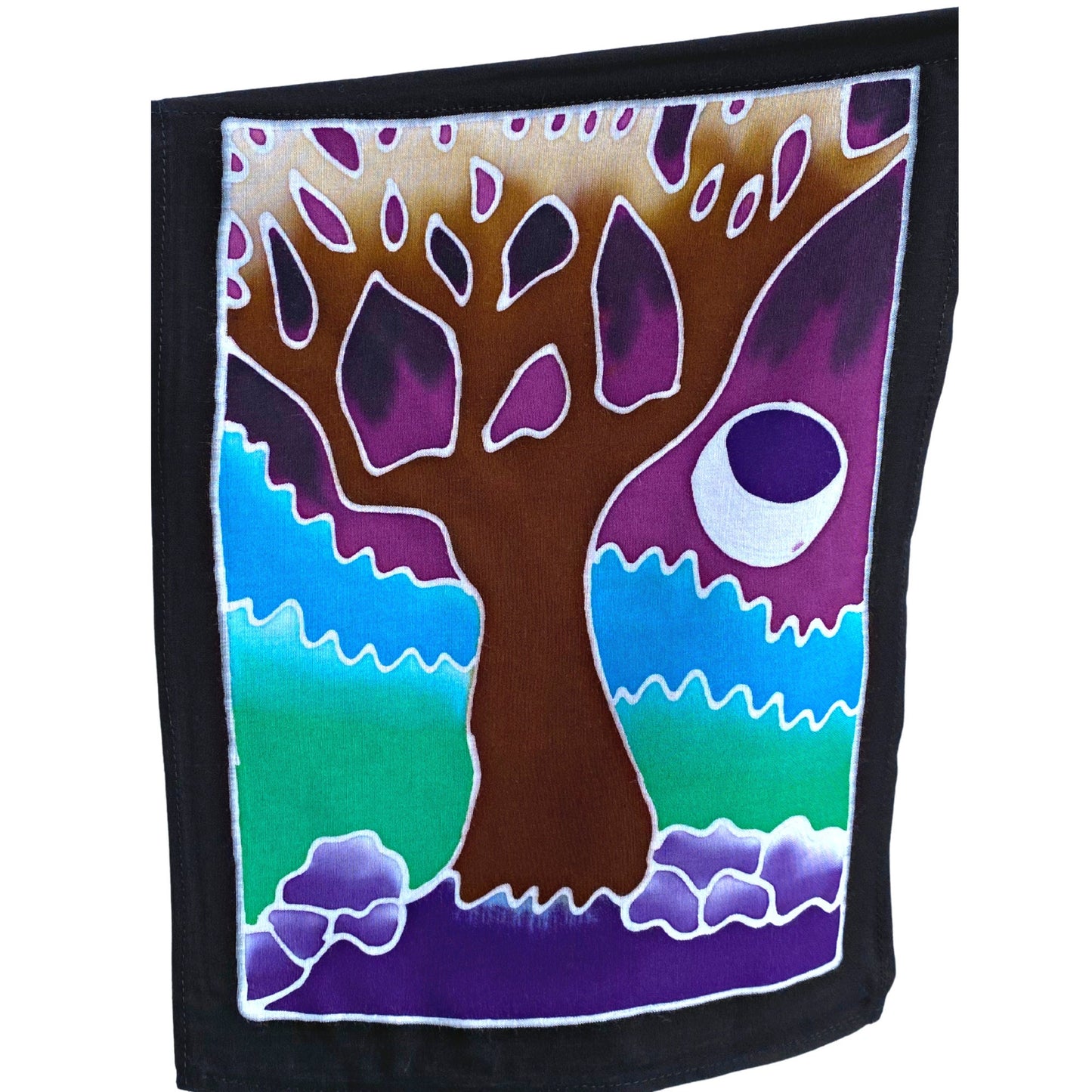 Balinese Batik Prayer Flag, Moon Goddess, Divine feminine Wall Hanging, Garden Decor