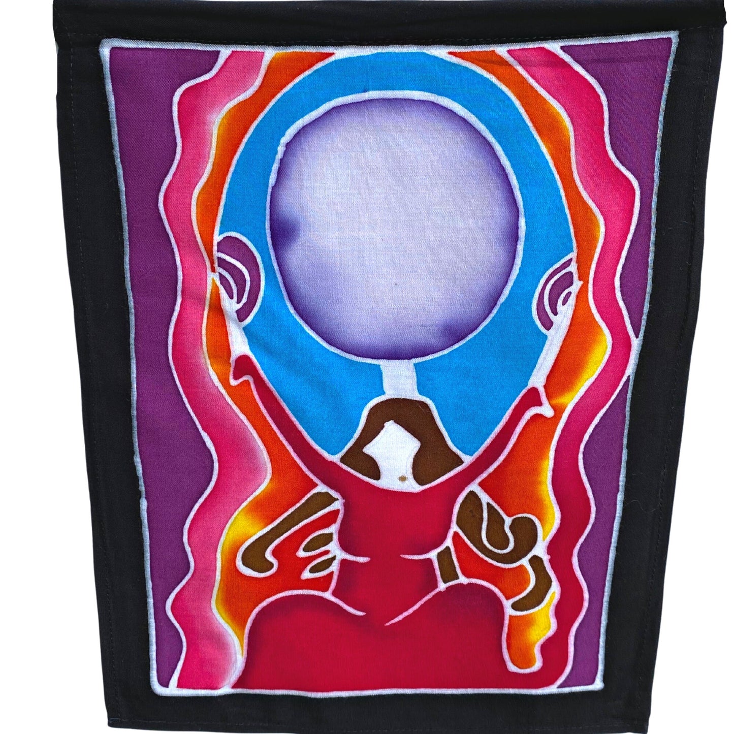 Balinese Batik Prayer Flag, Moon Goddess, Divine feminine Wall Hanging, Garden Decor