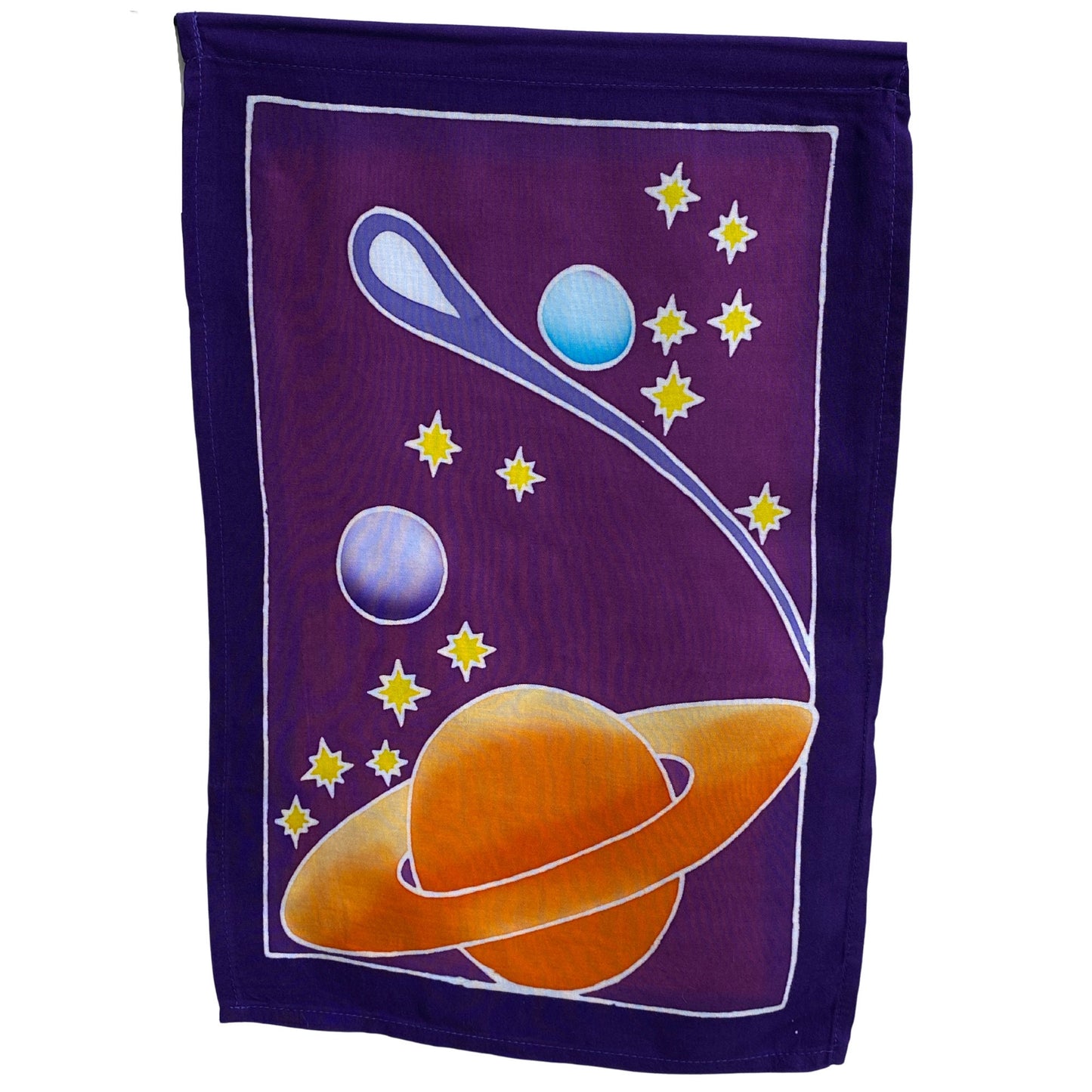 Handmade Balinese Batik Prayer Flag,  Celestial Cosmos Wall Hanging : Garden Decor