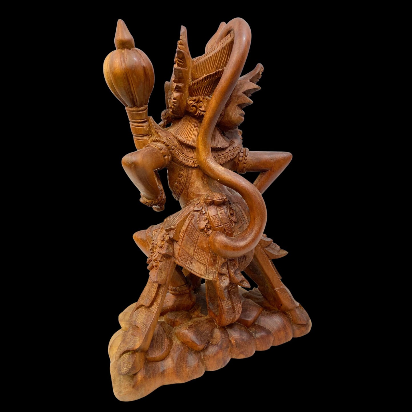 Hand Carved Wood Hanuman Monkey God Sculpture- Balinese Wood Carving, Hindu Art Statue