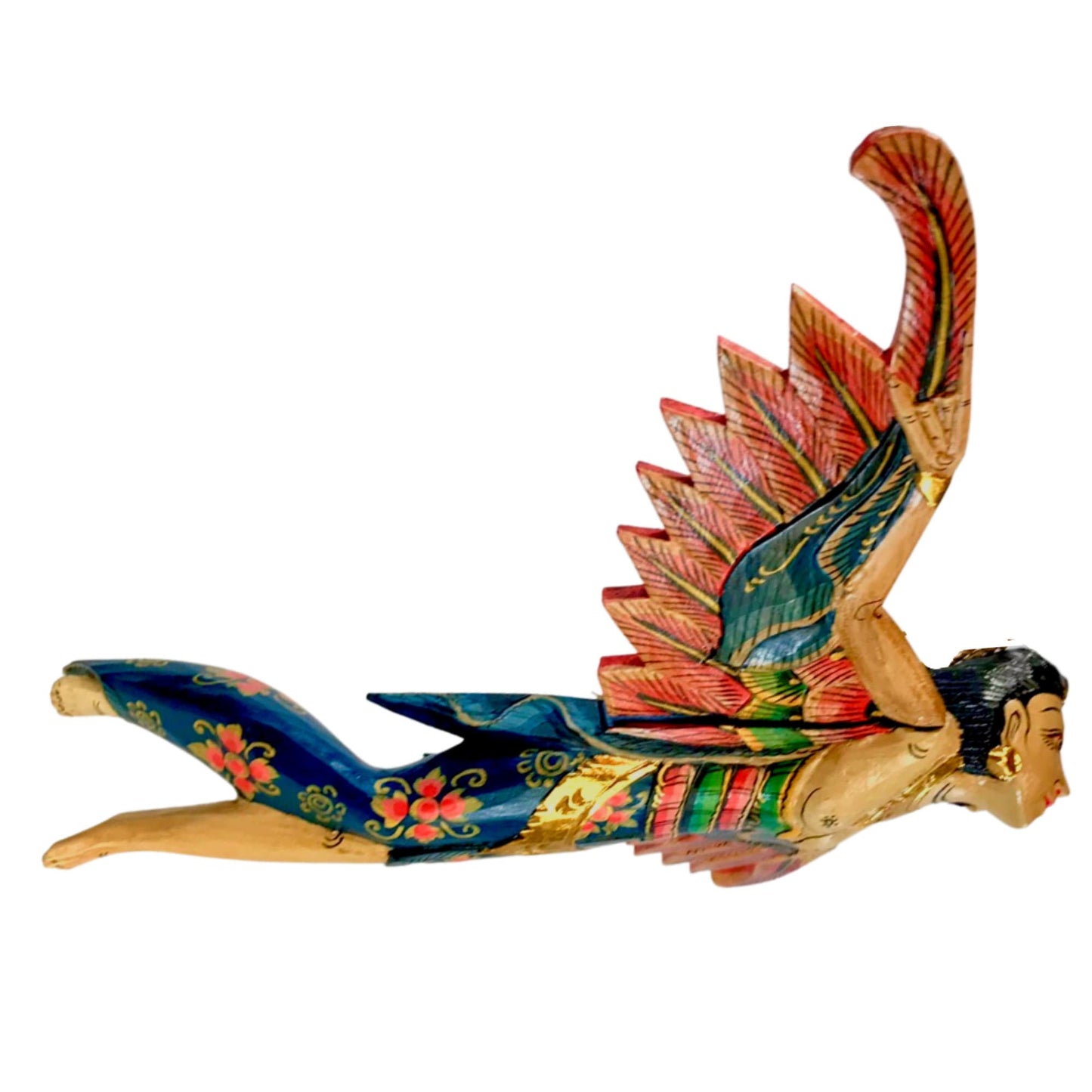 Winged Dewi Sri Spiritchaser Mobile: Balinese Hand Carved Wood Fertility Goddess