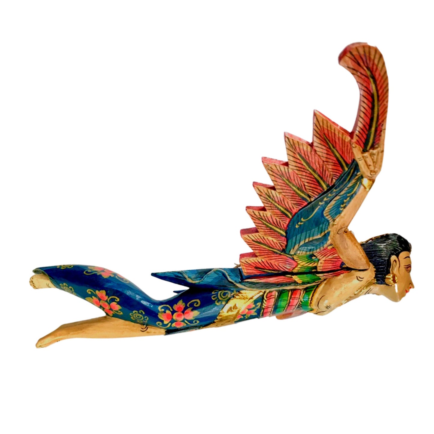 Winged Dewi Sri Spiritchaser Mobile: Balinese Hand Carved Wood Fertility Goddess