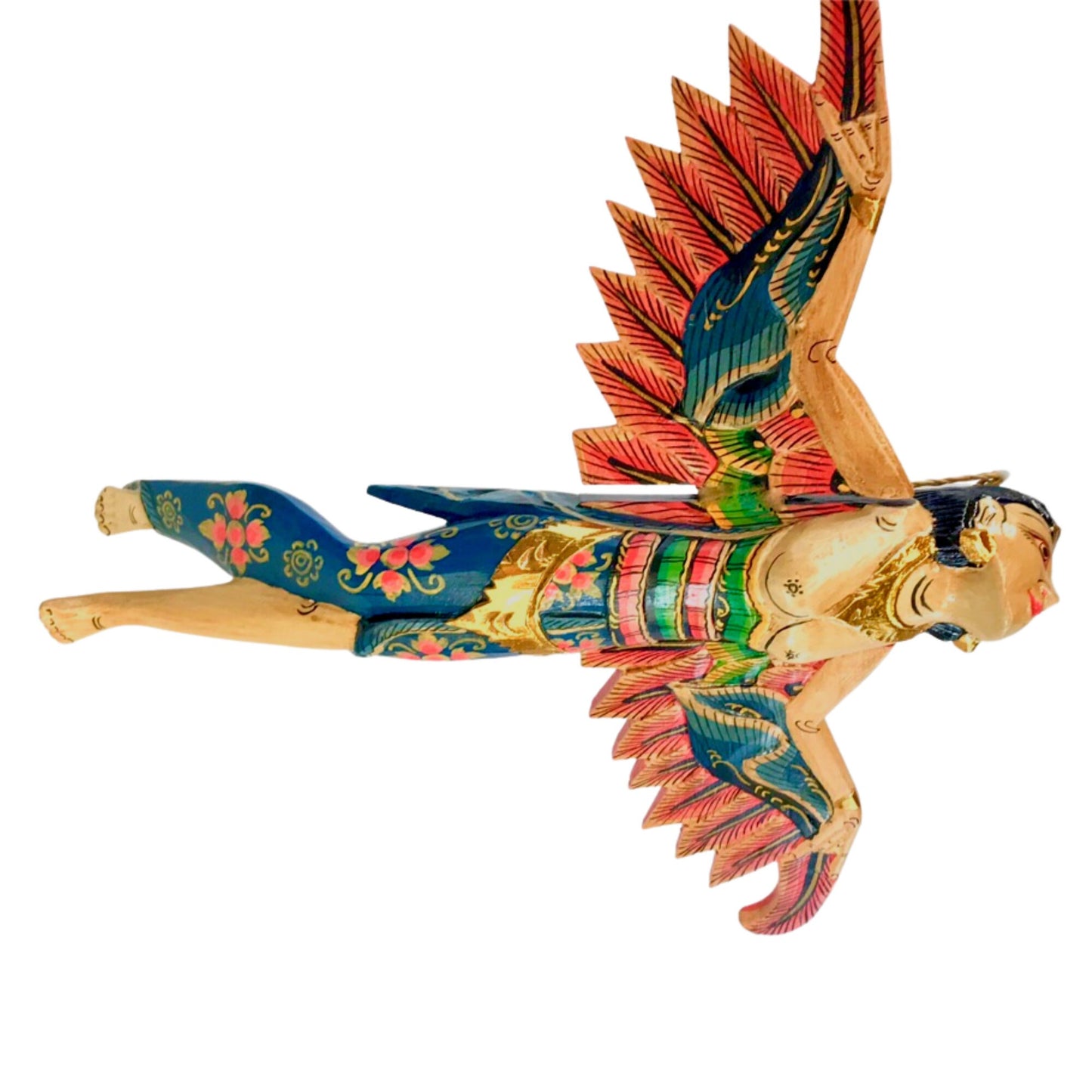 Winged Dewi Sri Spiritchaser Mobile: Balinese Hand Carved Wood Fertility Goddess