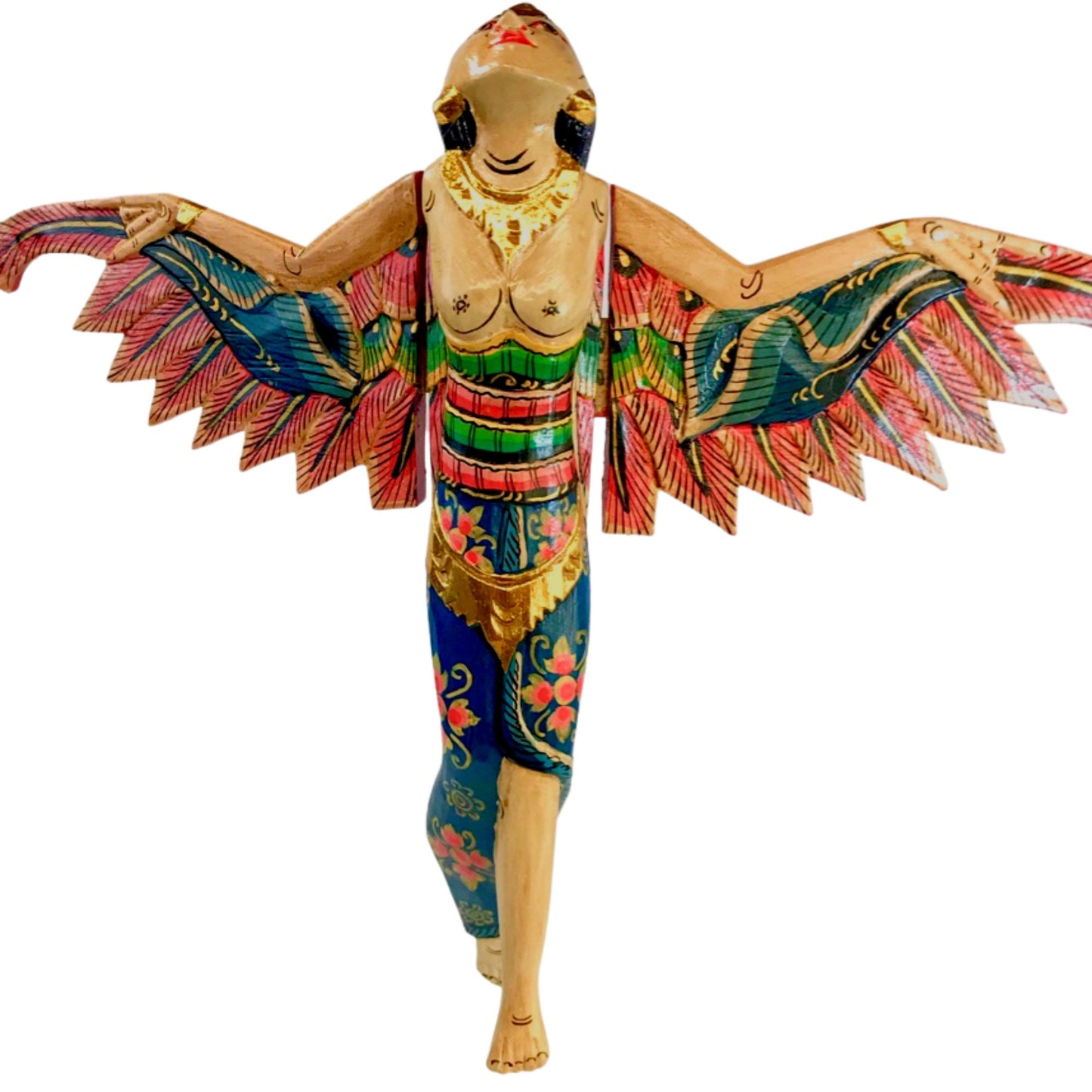 Winged Dewi Sri Spiritchaser Mobile: Balinese Hand Carved Wood Fertility Goddess