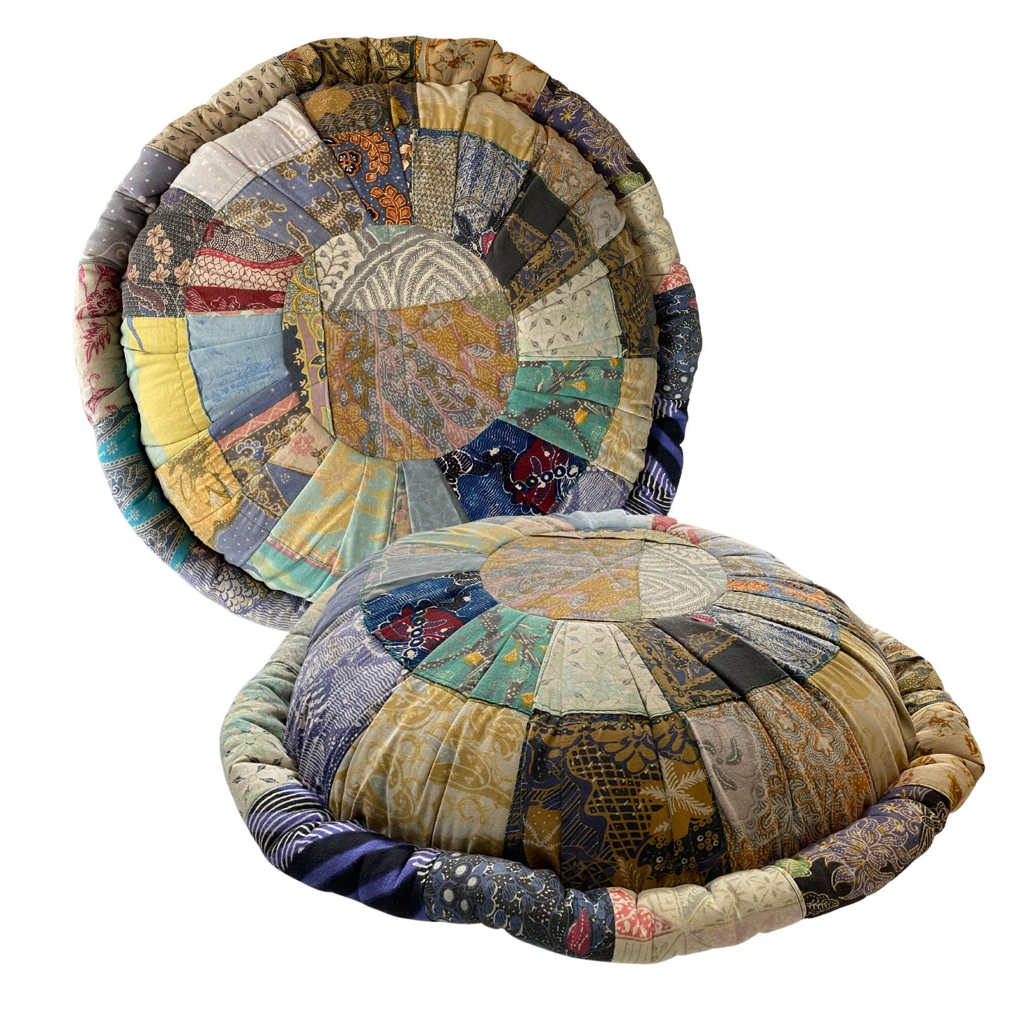 Handmade Batik Patchwork Meditation Pillow: Organic Kapok Fill