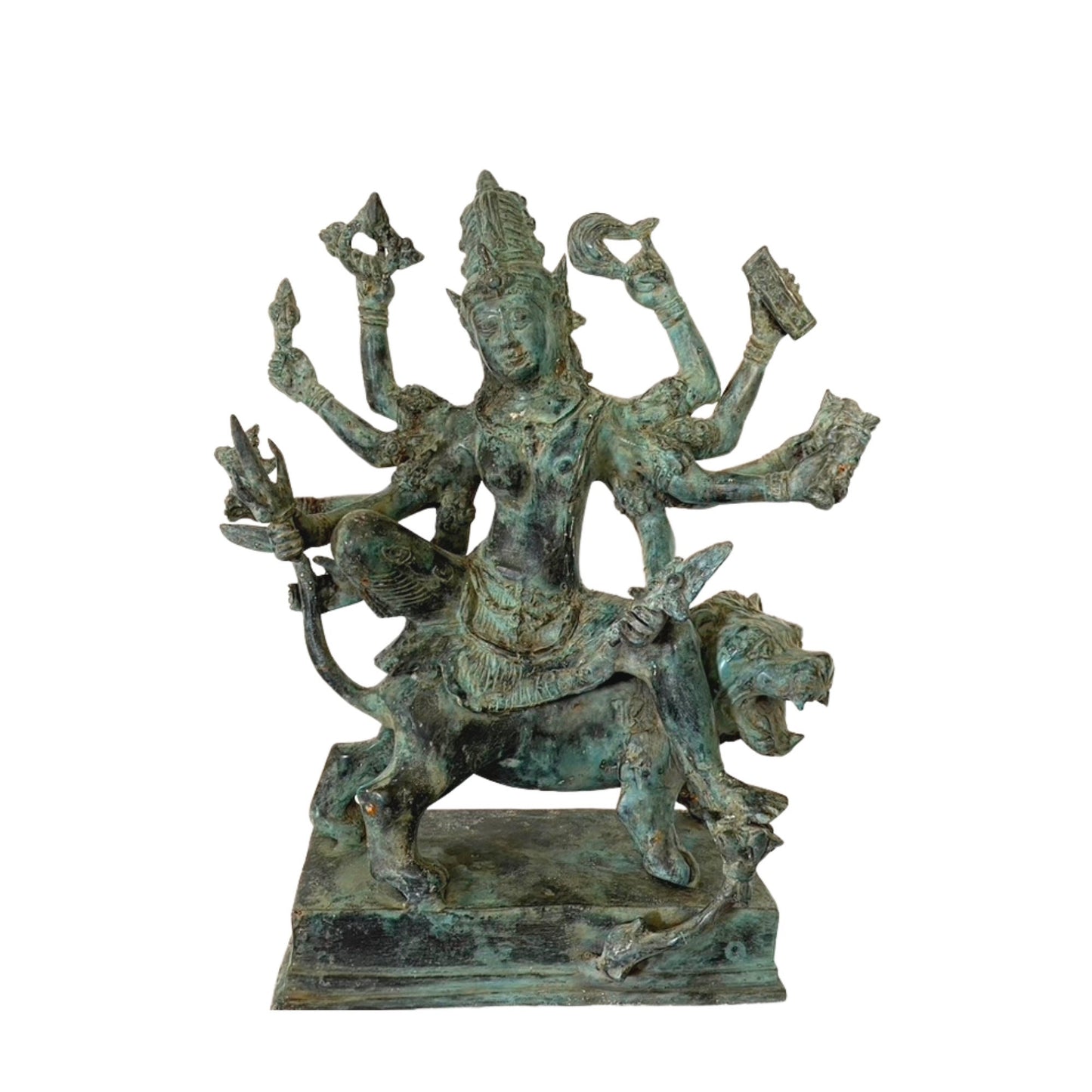 Bronze Devi Durga Sculpture: Balinese Hindu Lost Wax Cast Mother Goddess Statue, Shakti Energy