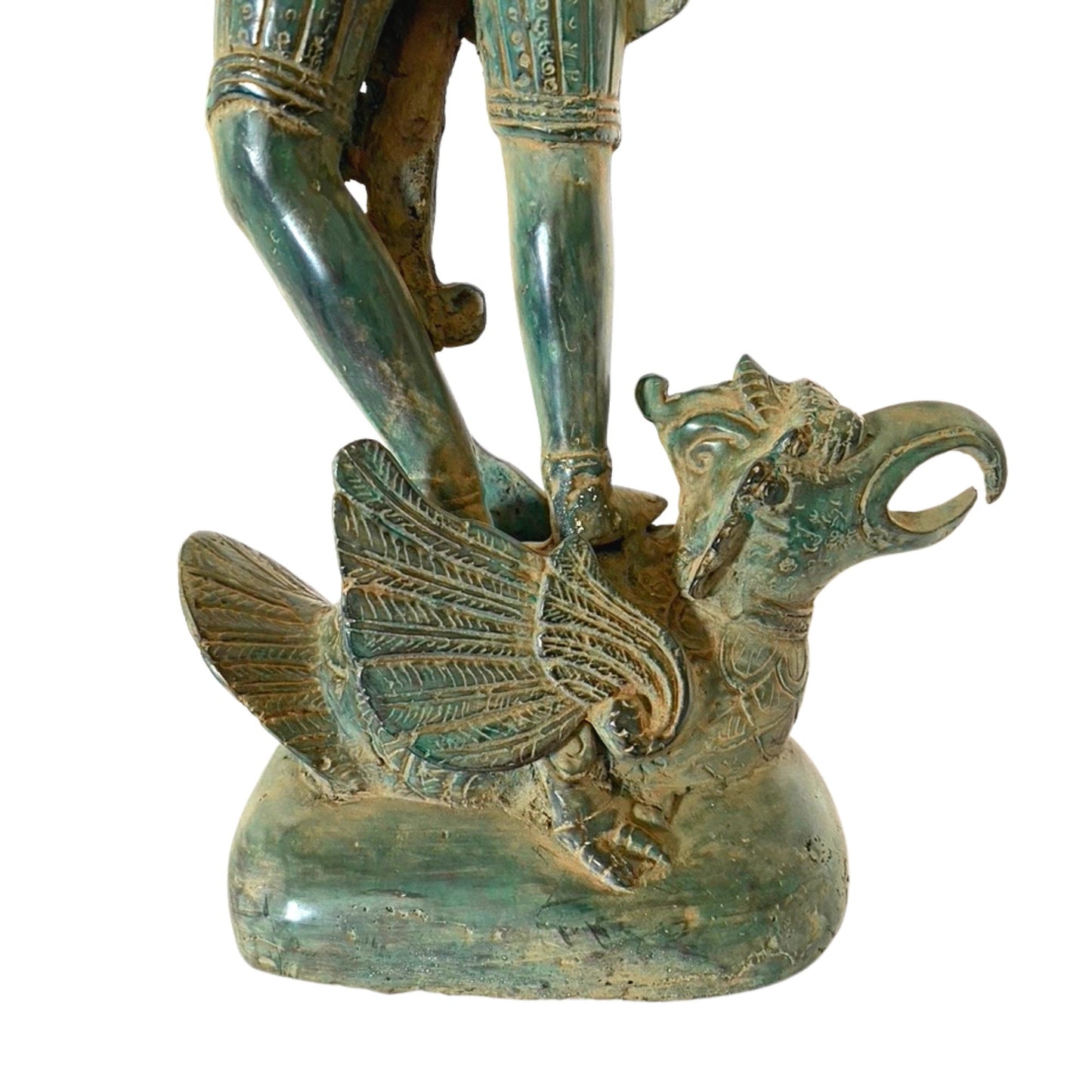 Vintage Bronze Lord Rama with Bow Sculpture Upon Garuda, Incarnation of Vishnu Balinese Hindu art Lost Wax sculpture