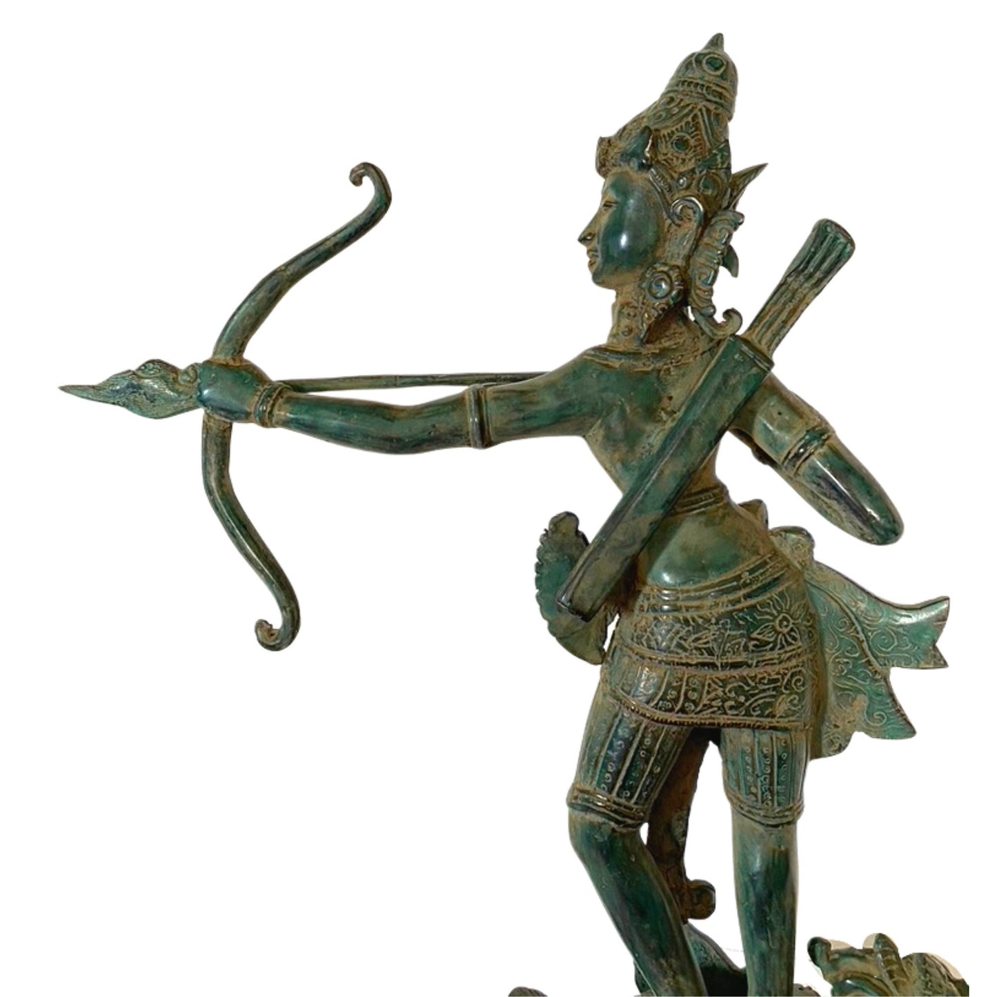 Vintage Bronze Lord Rama with Bow Sculpture Upon Garuda, Incarnation of Vishnu Balinese Hindu art Lost Wax sculpture
