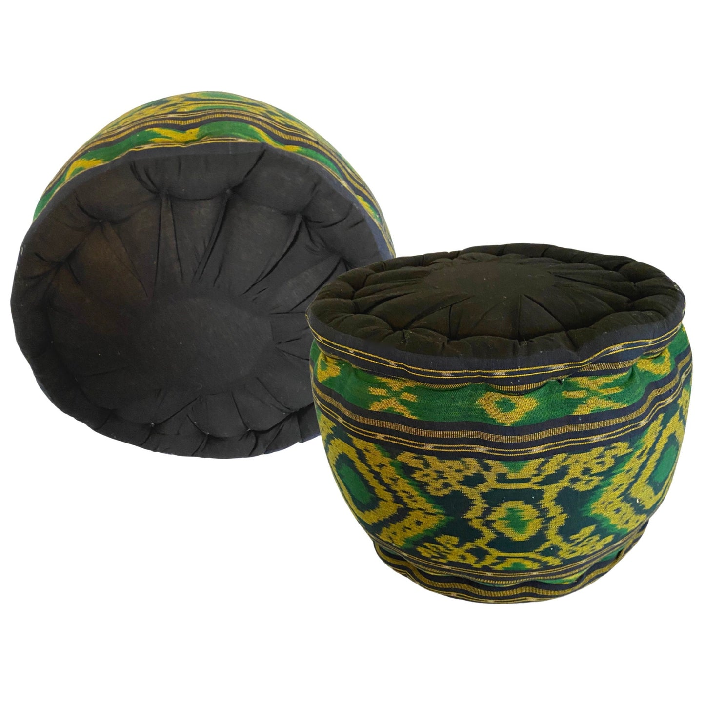 Handwoven Ikat Floor Pillow, Pouf: Organic Kapok Filled Cushion, Boho Decor