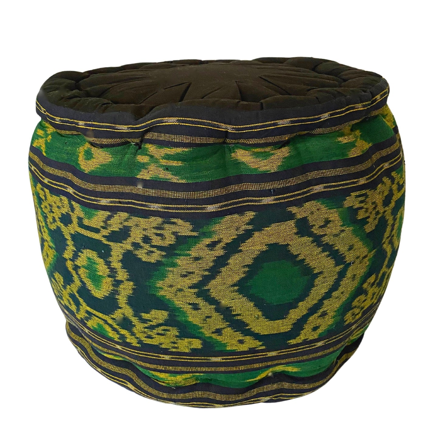 Handwoven Ikat Floor Pillow, Pouf: Organic Kapok Filled Cushion, Boho Decor