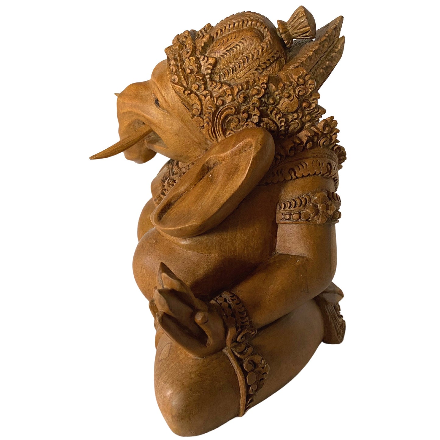 Ganapati Ganesha Wood Carving Statue: Balinese Art Hand Carved Sculpture, Remover of Obstacles