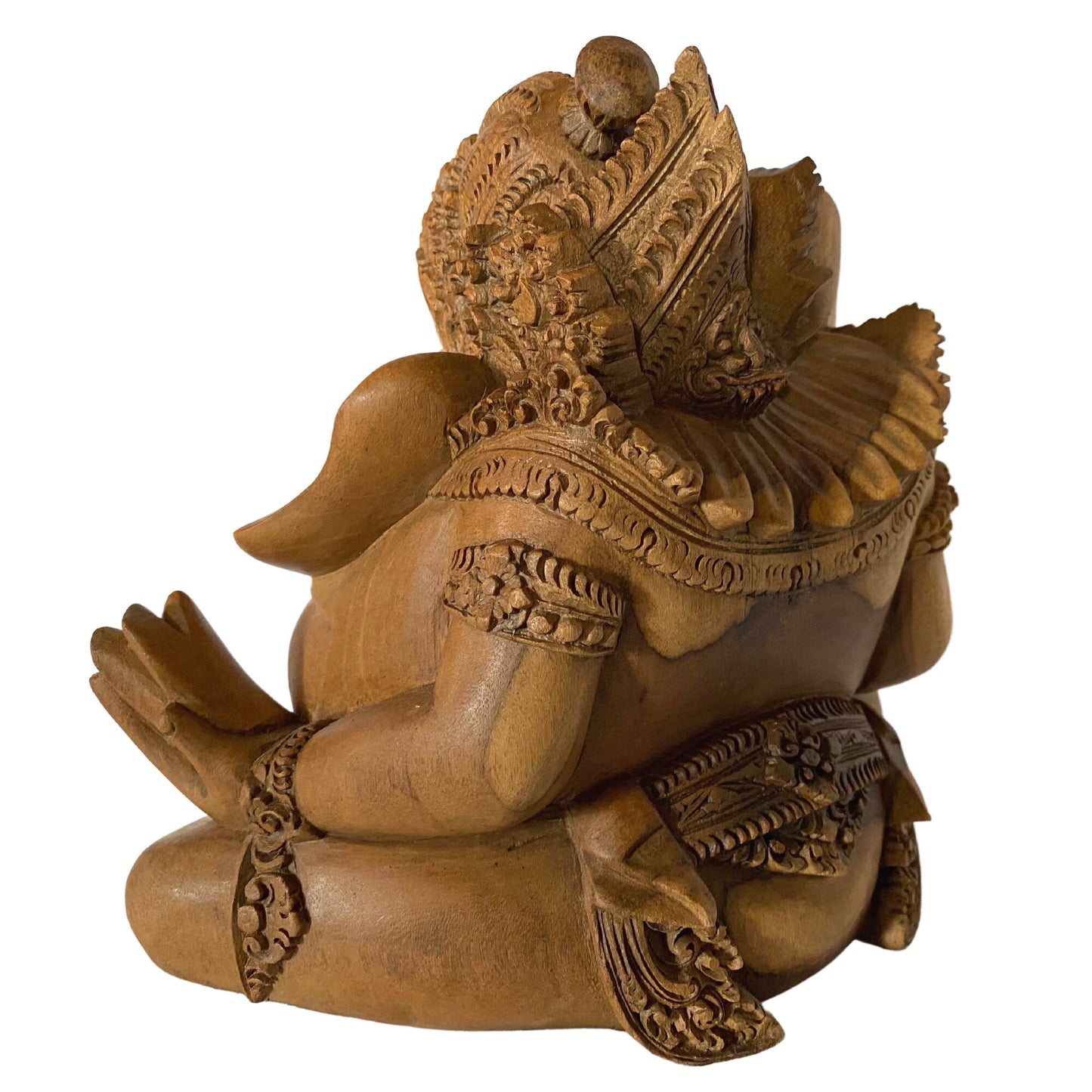 Ganapati Ganesha Wood Carving Statue: Balinese Art Hand Carved Sculpture, Remover of Obstacles