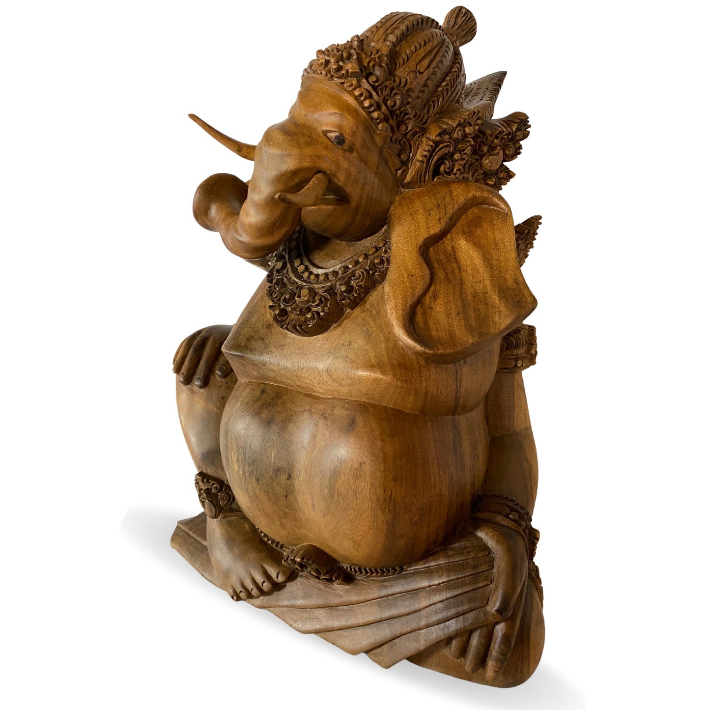 Hand Carved Ganesha Statue: Balinese Wood Sculpture, Remover of Obstacles, Hindu Art