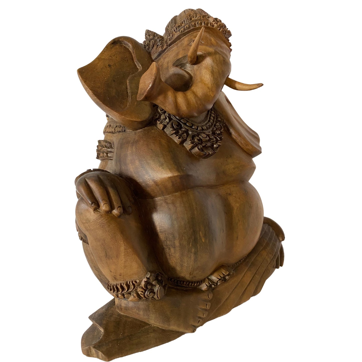 Hand Carved Ganesha Statue: Balinese Wood Sculpture, Remover of Obstacles, Hindu Art