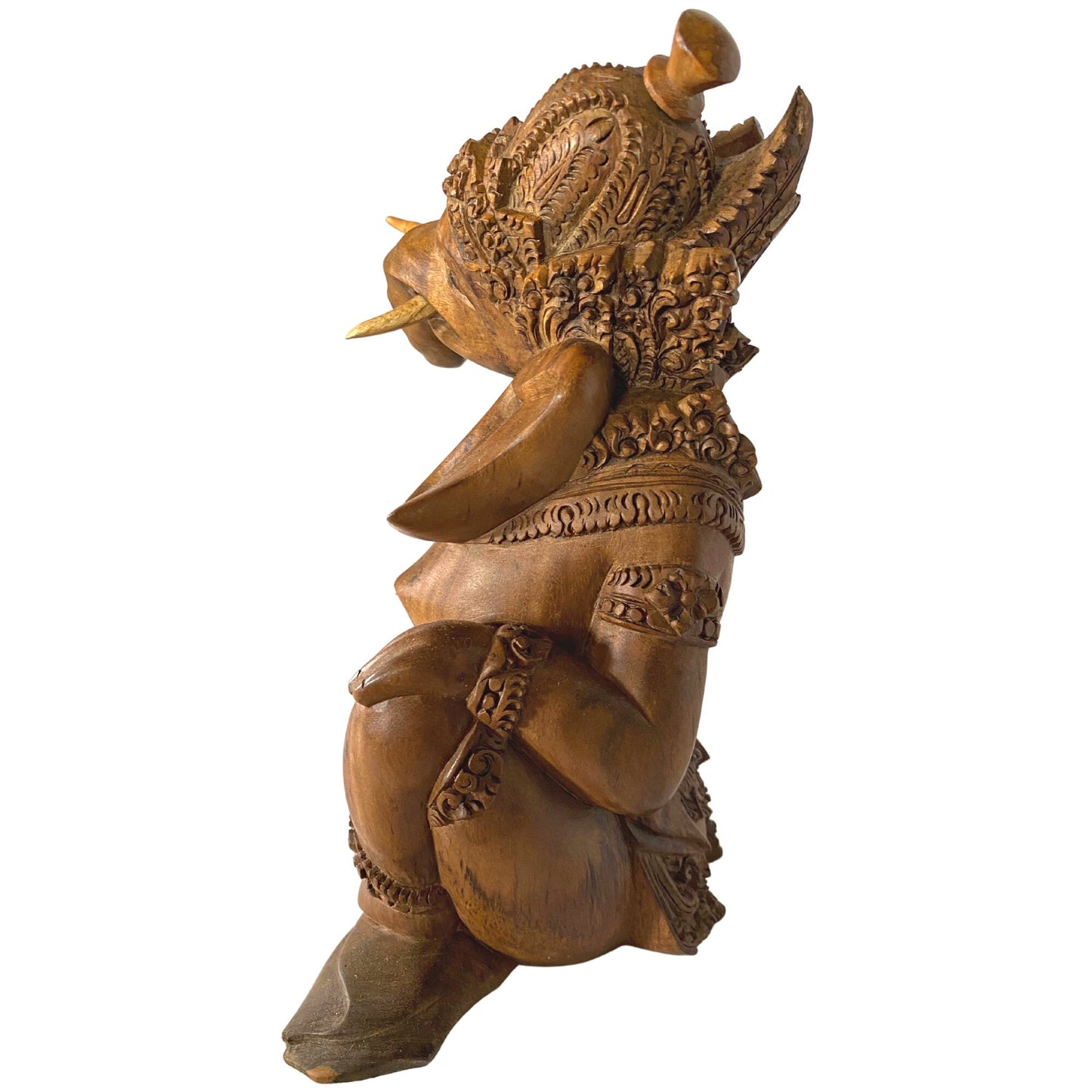 Ganapati Ganesha Statue Remover of Obstacles Elephant God Hand Carved Abstract Wood Carving Sculpture Balinese Mas Ubud Bali Hindu Art