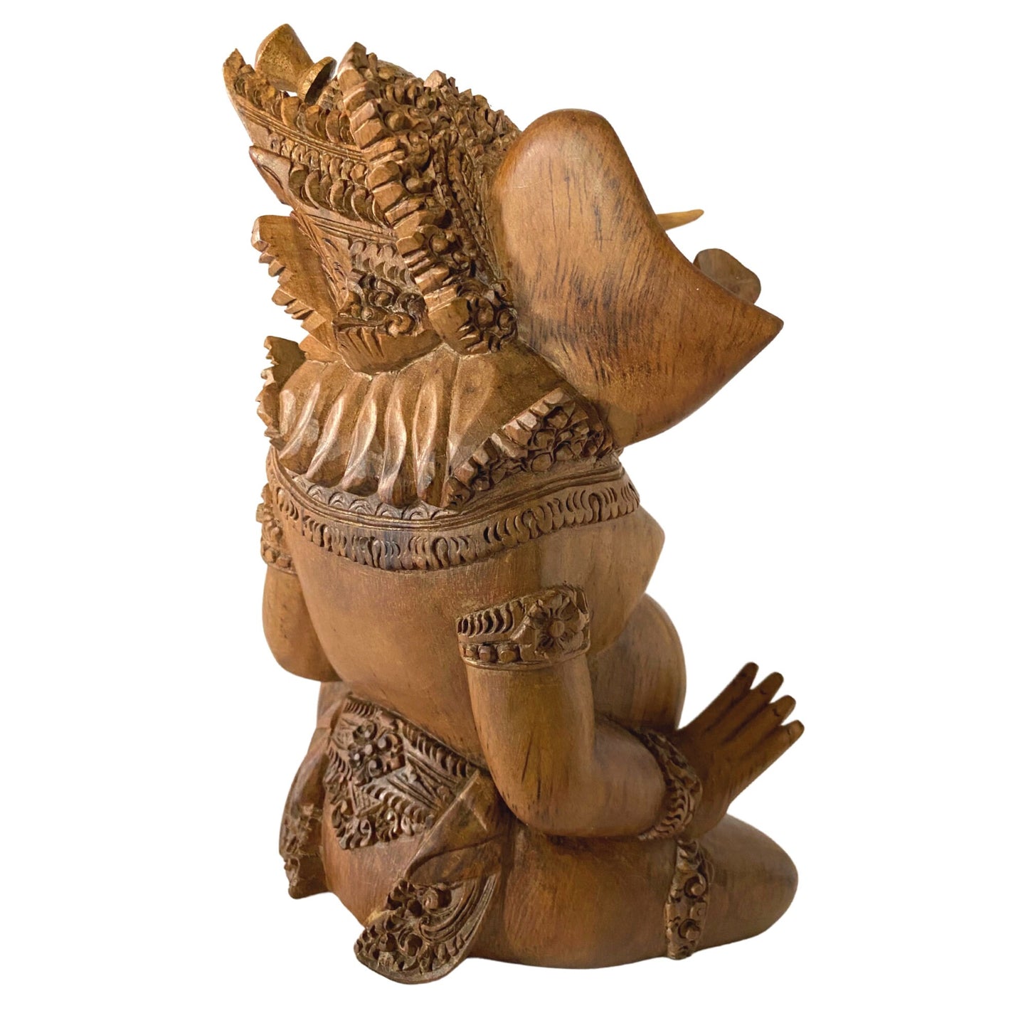Ganapati Ganesha Statue Remover of Obstacles Elephant God Hand Carved Abstract Wood Carving Sculpture Balinese Mas Ubud Bali Hindu Art